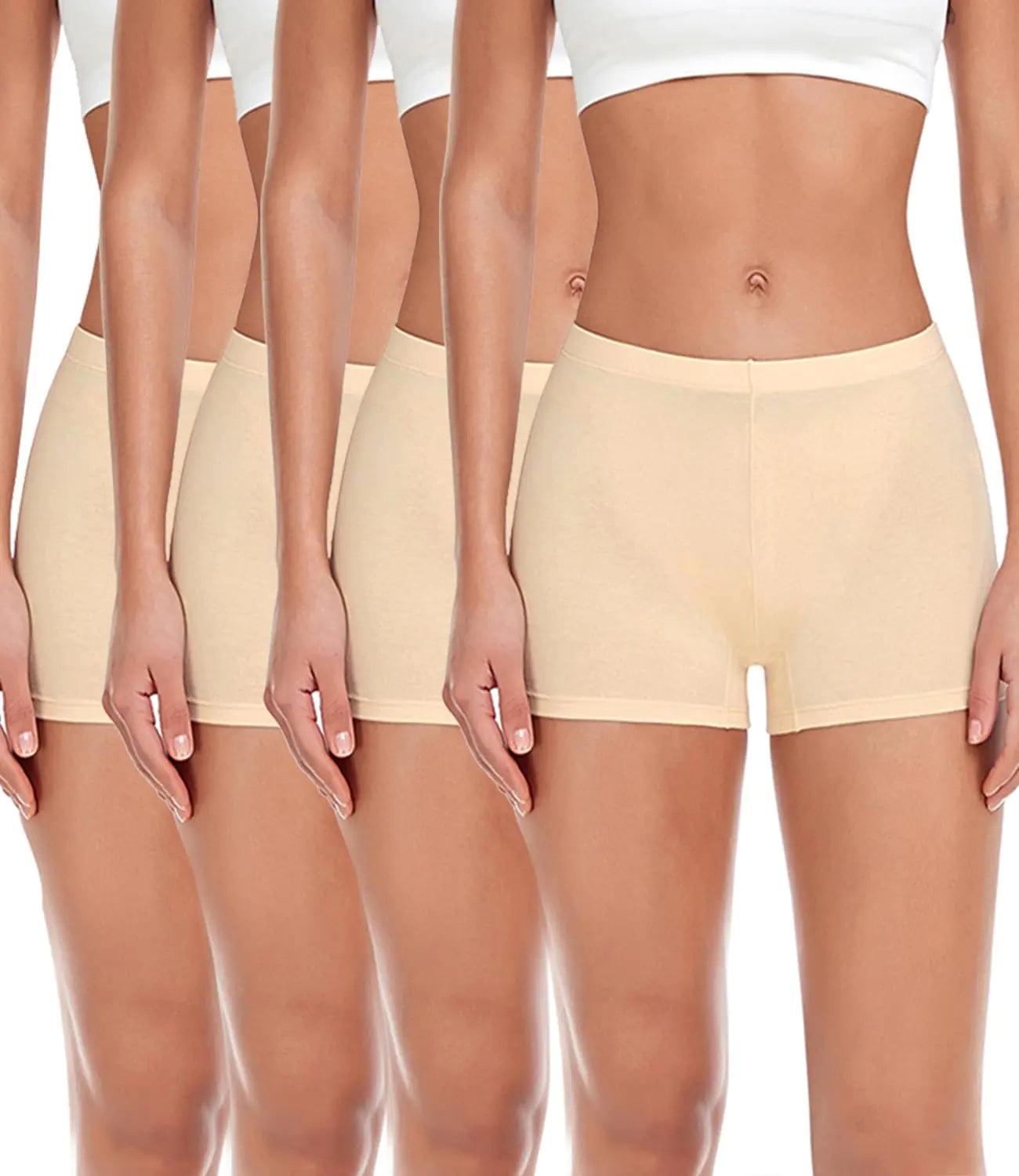 wirarpa Women's Boyshorts Panties Cotton Boxer Briefs for Ladies Underwear Shorts with Cotton Crotch 4 Pack 3X-Large Beige - Evallys.com # #