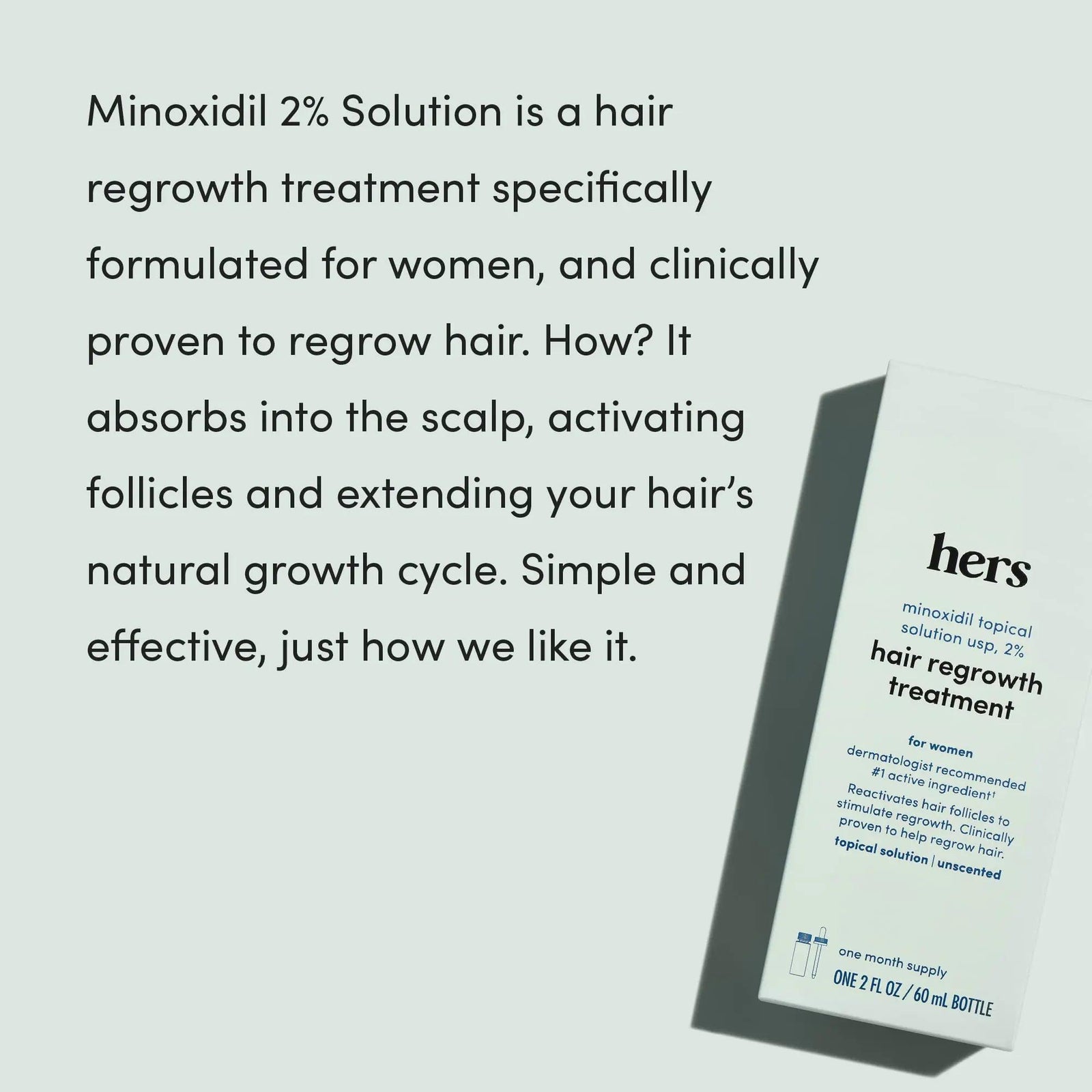 hers Hair Regrowth Treatment for Women with 2% Topical Minoxidil Solution for Hair Loss and Thinning Hair, Unscented, 2 Month Supply, 2 Pack Serum - Evallys.com # #