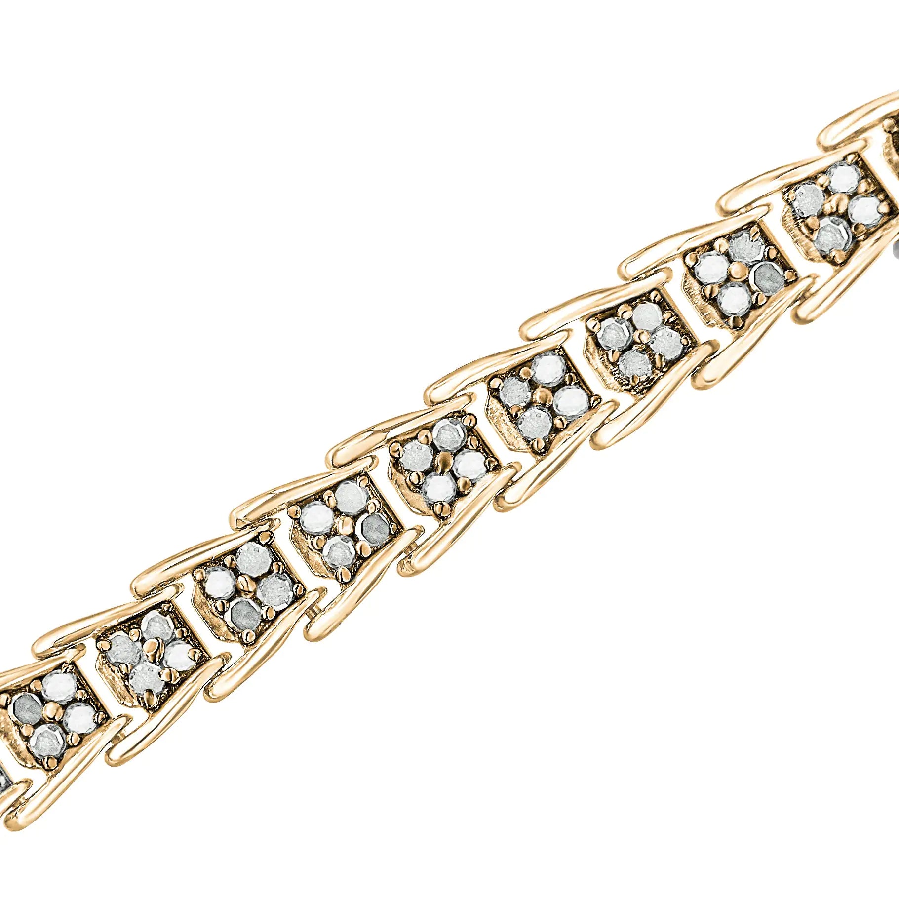 .925 Sterling Silver 2.0 Cttw Diamond Fan-Shaped Fancy Chevron Link Tennis Bracelet (I-J Color, I3 Clarity) - 7" - Evallys.com # #