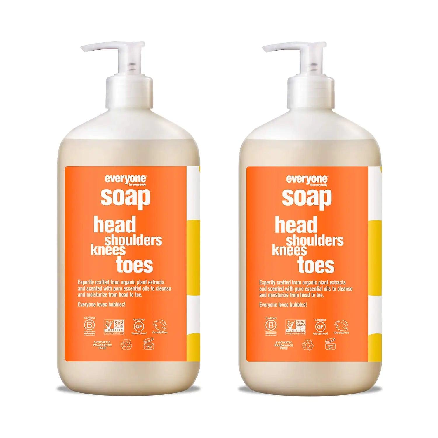 Everyone 3-in-1 Kids Soap, Body Wash, Bubble Bath, Shampoo, 32 Ounce (Pack of 2), Orange Squeeze, Coconut Cleanser with Organic Plant Extracts and Pure Essential Oils (Packaging May Vary) 32 Fl Oz (Pack of 2) - Evallys.com # #