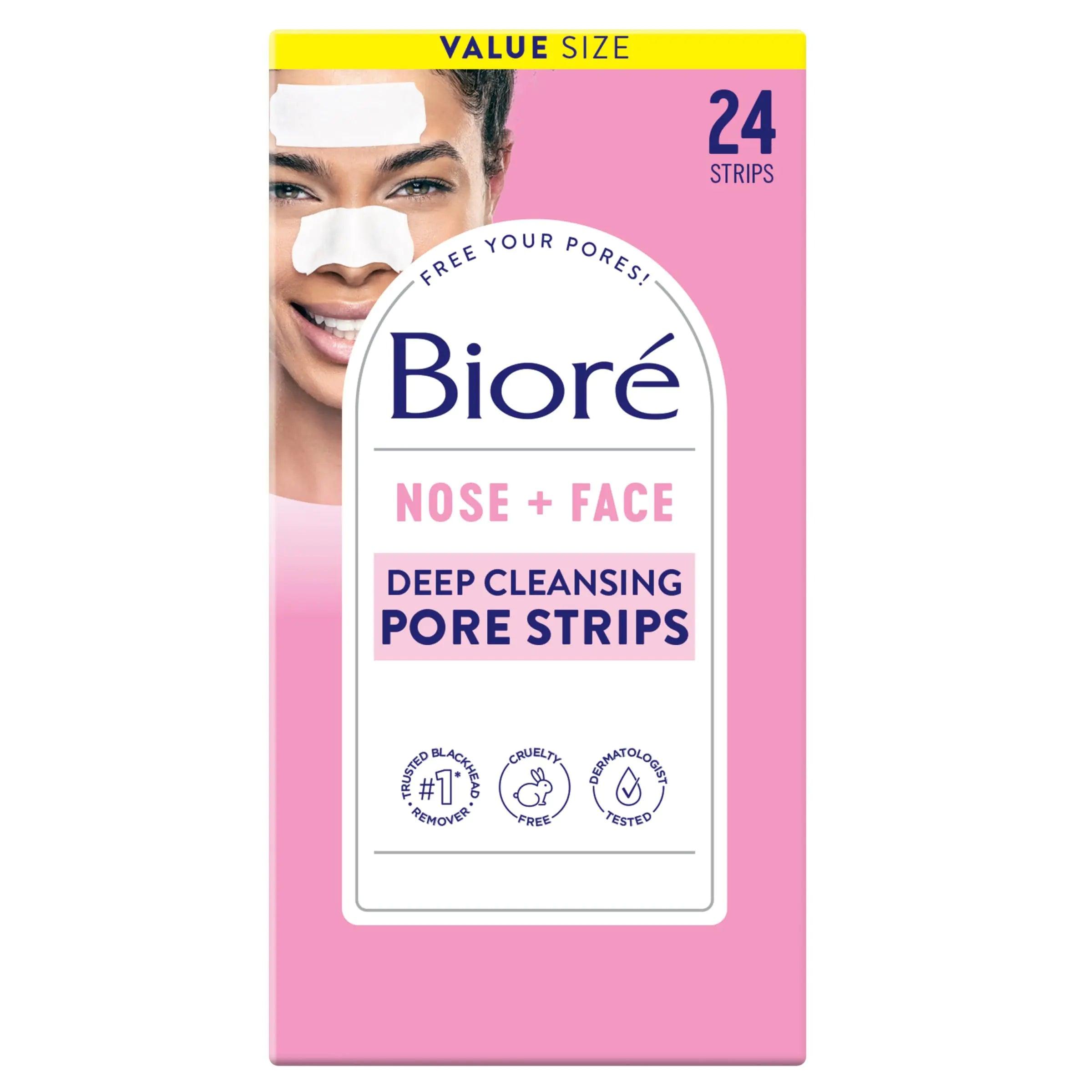 Bioré T-Zone Blackhead Remover Deep Cleansing Pore Strips, (5 Nose + 5 Face + 5 Chin Pore Strips), Blackhead Pore Strips For The T-Zone Area, 15 Count T Zone Strips 15 Count (Pack of 1) - Evallys.com # #