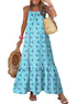 Dokotoo Women Summer Dresses 2024 Spaghetti Strap Scoop Neck Smocked Ruffle Flowy Boho Maxi Dress Small Rose - Evallys.com