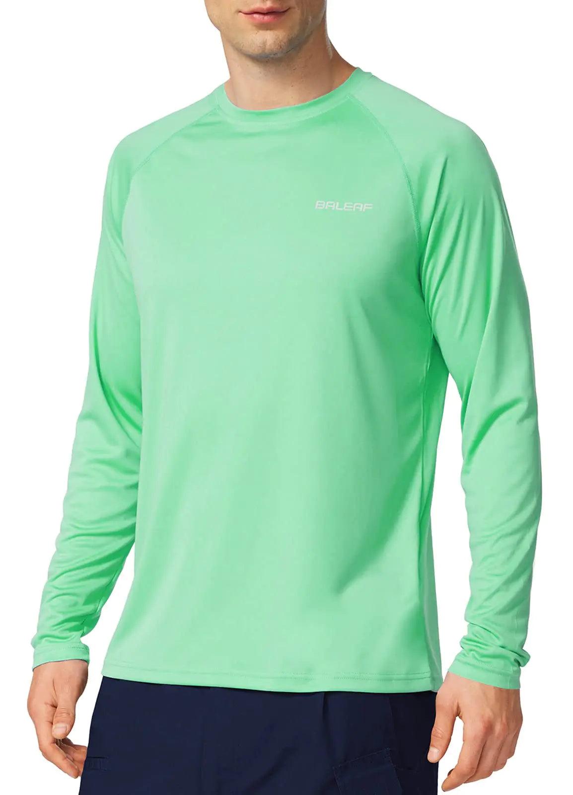 BALEAF Men's Sun Protection Shirts UV SPF UPF 50+ Long Sleeve Rash Guard Fishing Running Quick Dry Lightweight 02-beach Glass Large - Evallys.com # #