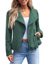 AUTOMET Womens Faux Leather Jackets Suede Fall Fashion 2024 Outfits Winter Clothes Open Front Cropped Coat Outwear Small Green - Evallys.com # #