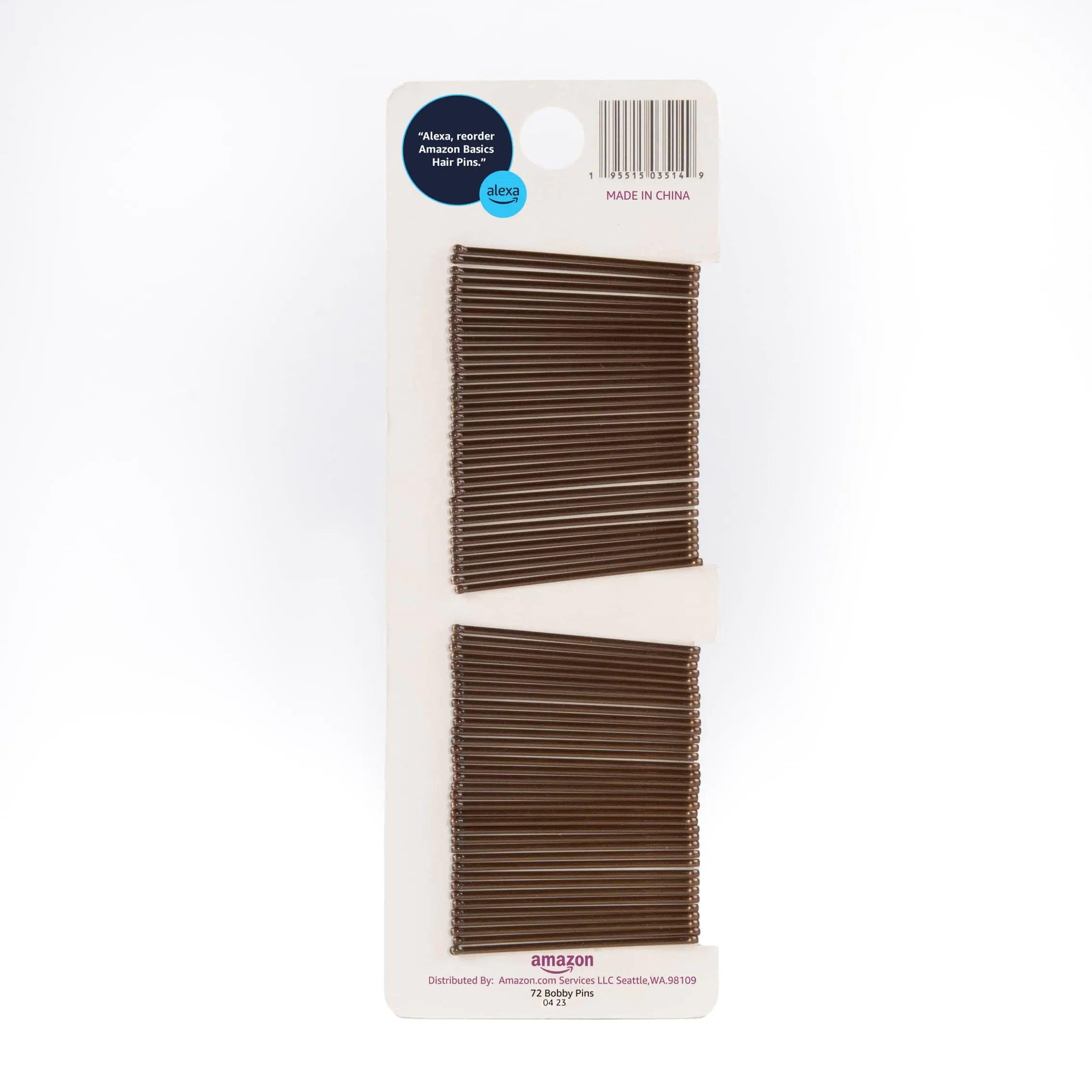 Amazon Basics Bobby Pins Brown 72 Count 1 Count (Pack of 72) - Evallys.com # #