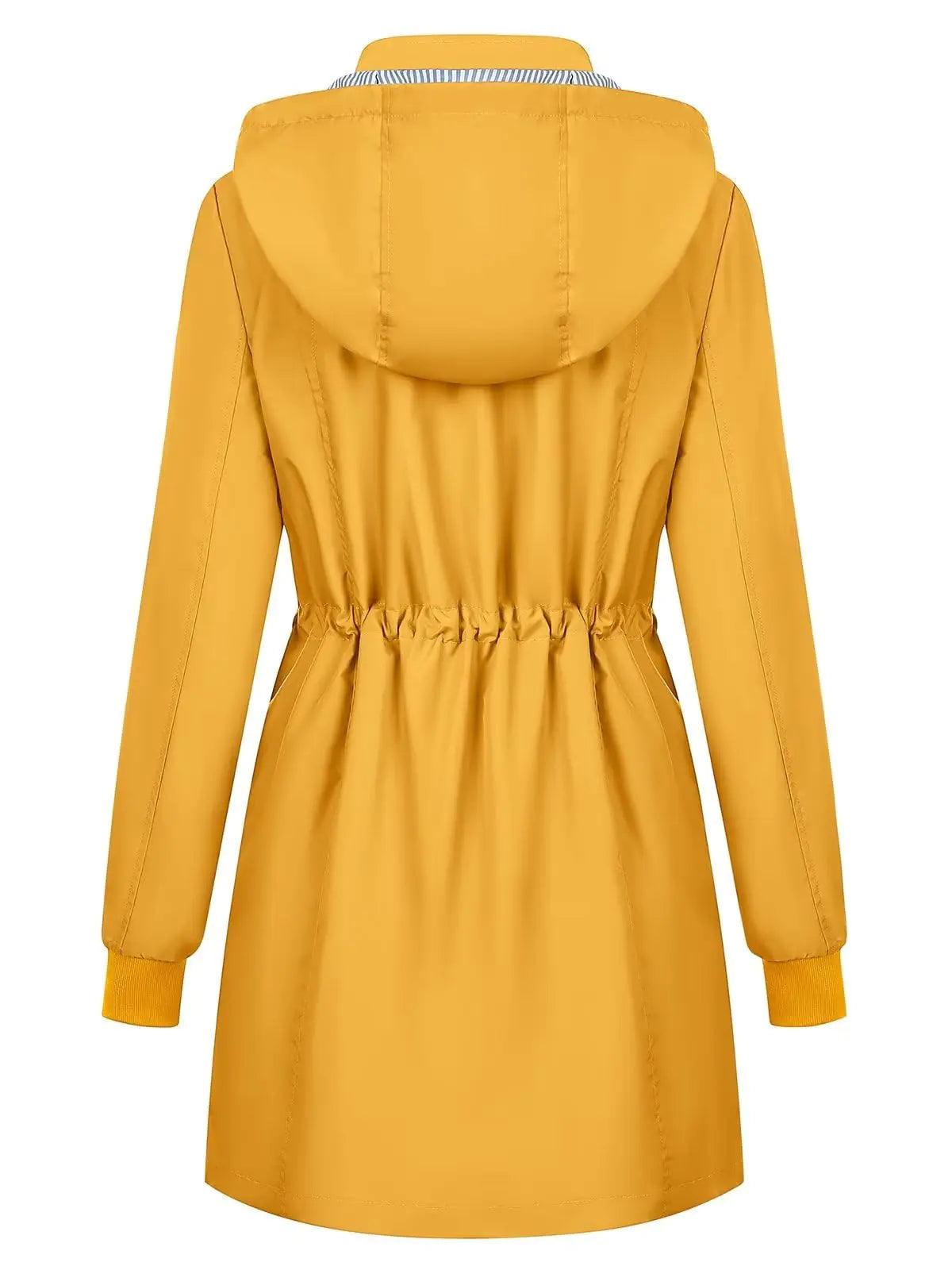 PITINAN Rain Jackets For Women Waterproof Rain Coats with Hood Lightweight Windbreaker Outdoor Trench Coat Medium Yellow - Evallys.com # #