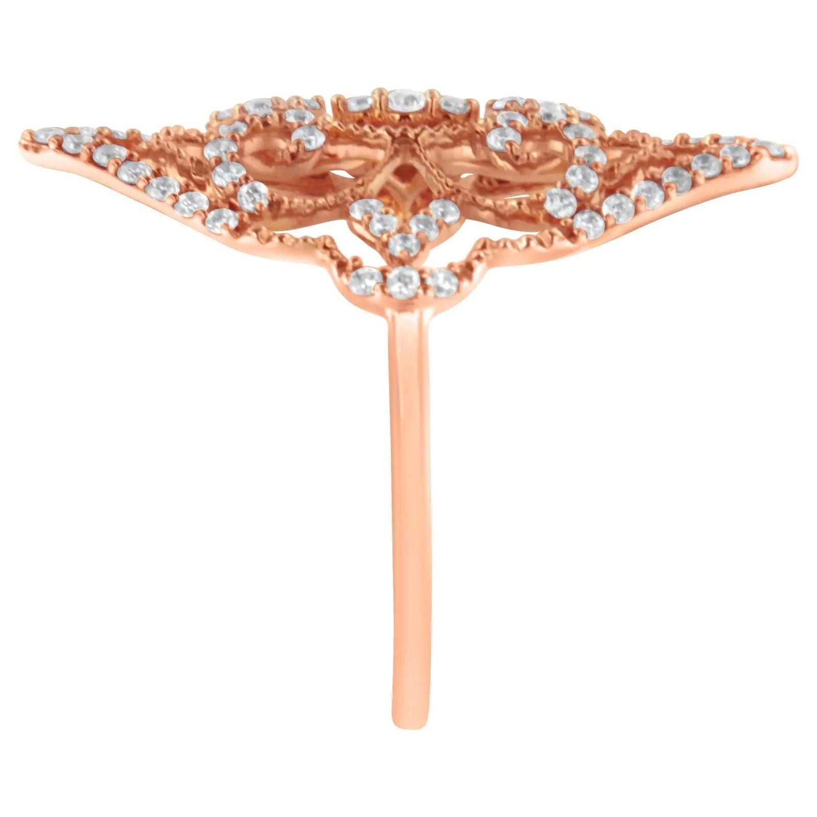 10K Rose Gold Diamond Cocktail Ring (1/2 Cttw, H-I Color, I1-I2 Clarity) - Evallys.com # #