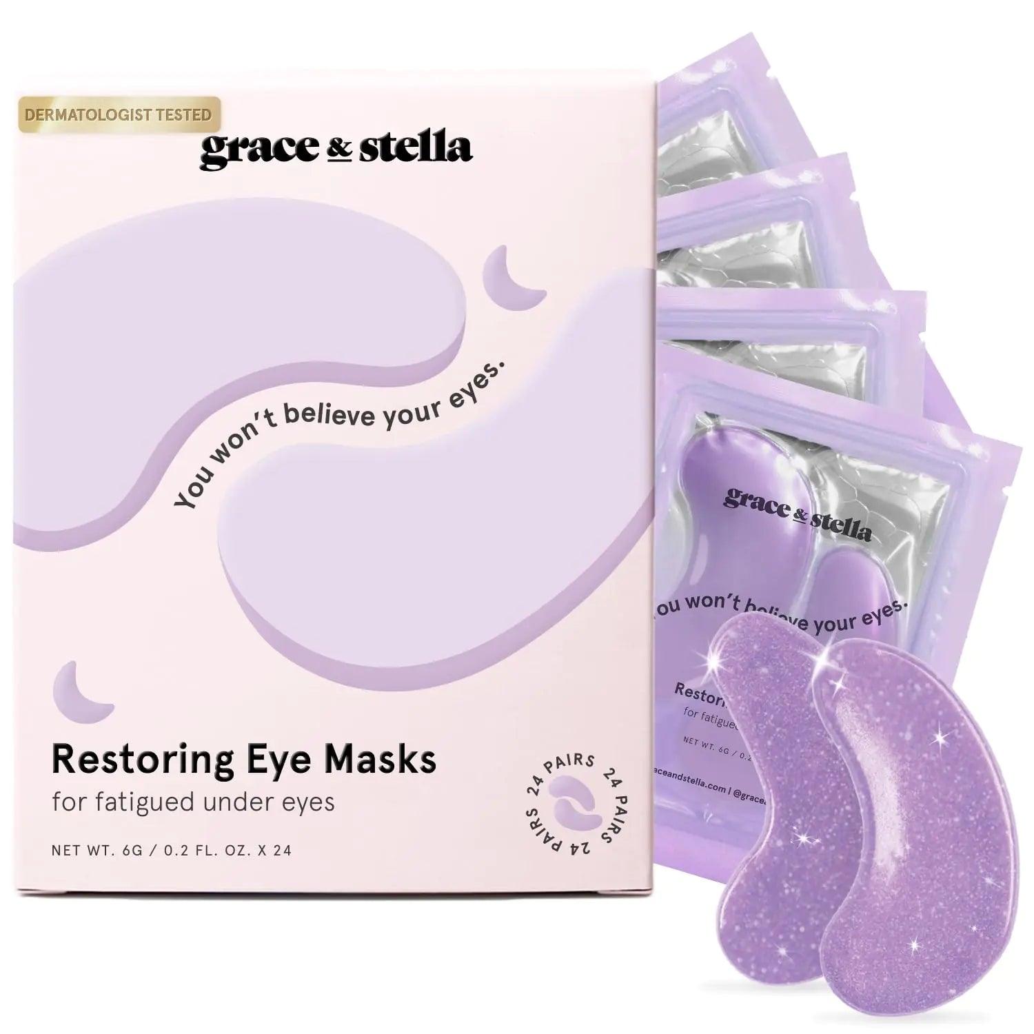 grace & stella Eye Treatment Gels - Dermatologist Tested - Under Eye Masks With Retinol - Restoring Under Eye Patches for Puffy Eyes and Dark Circles - Vegan, Cruelty-Free (Purple (24 Pairs)) Retinol Eye Mask 24 Count (Pack of 1) - Evallys.com # #