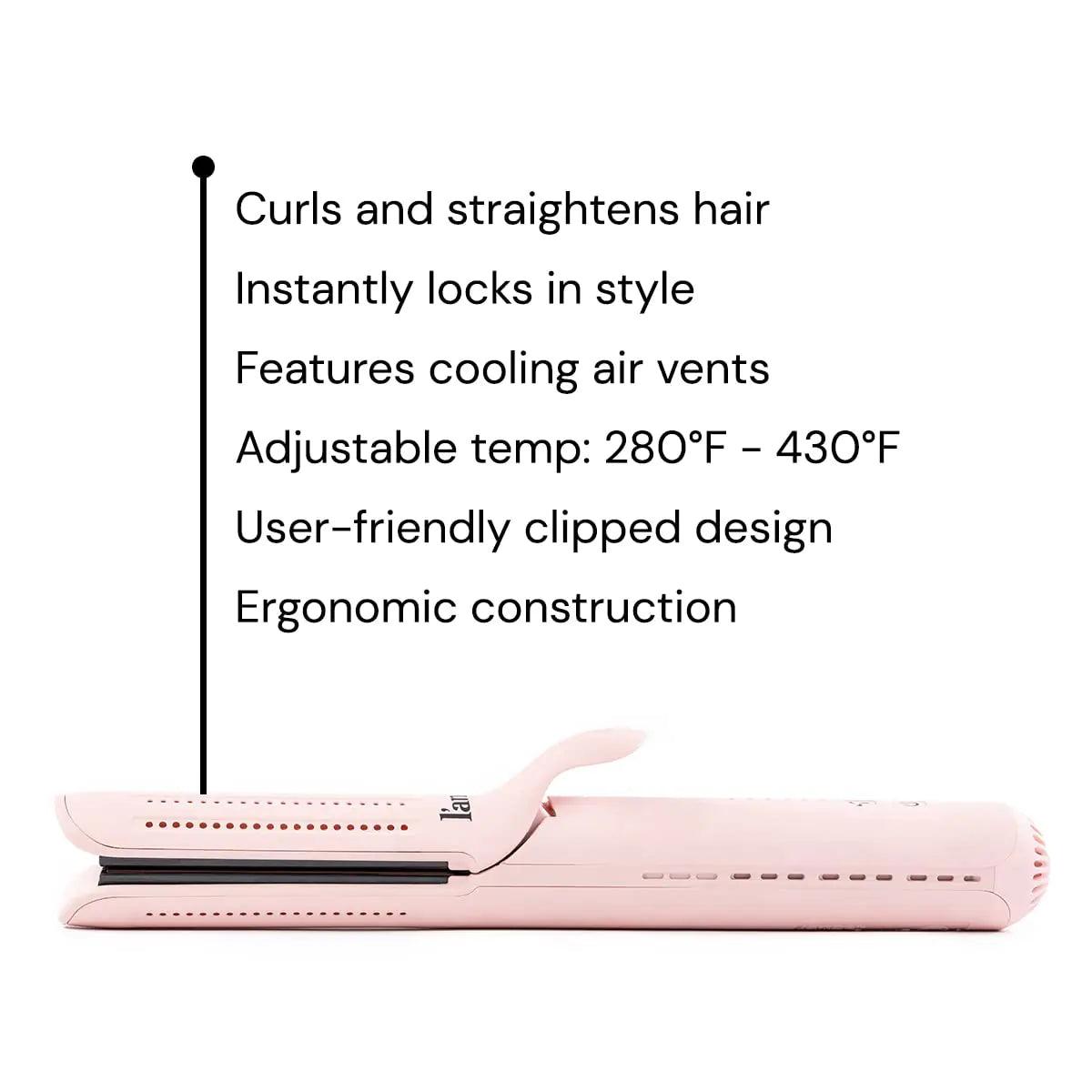 L'ANGE HAIR Le Duo Standard 360° Airflow Styler | 2-in-1 Curling Wand & Titanium Flat Iron Hair Straightener | Professional Hair Curler with Cooling Air Vents | Dual Voltage & Adjustable Temp (Blush) Blush Standard - Evallys.com # #