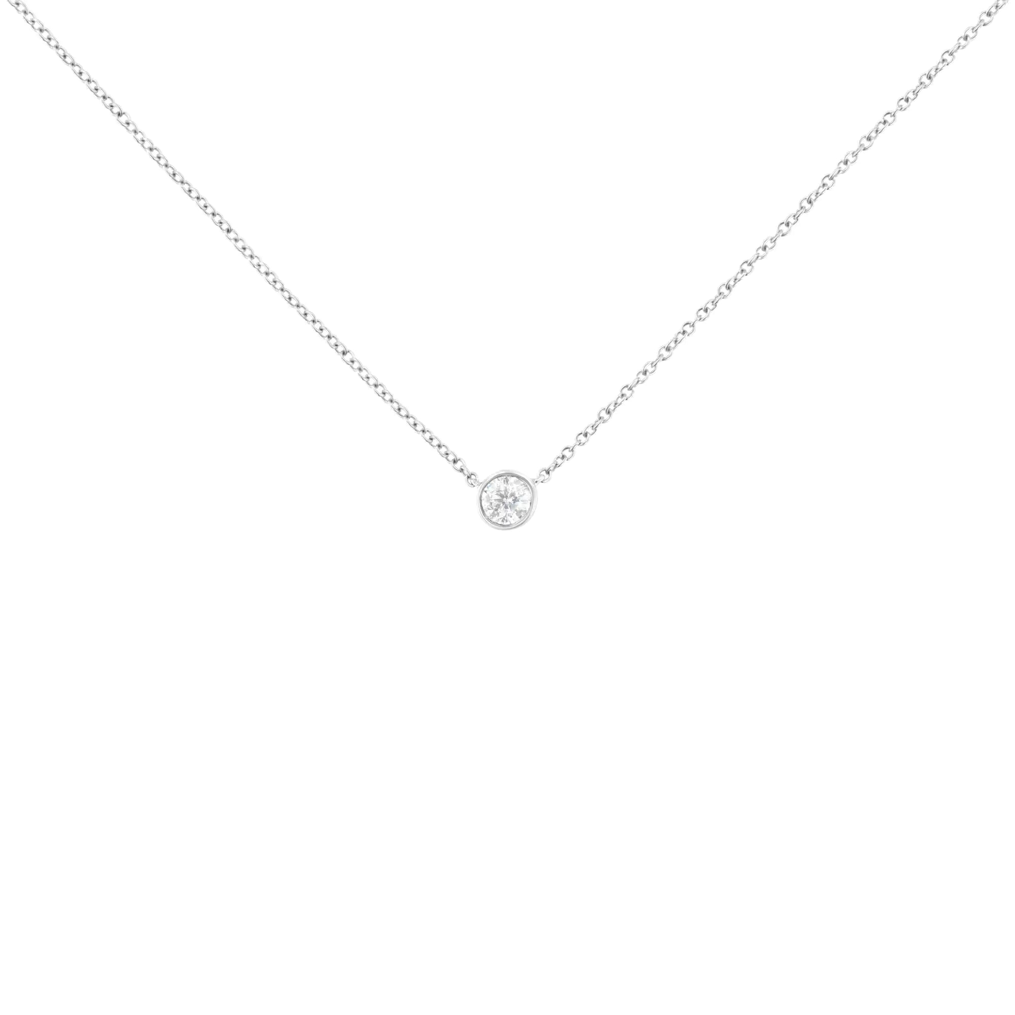 10K Gold 0.25 Carat Diamond Classic Bezel-Set Solitaire Pendant Necklace with 16"-18" Adjustable Chain (H-I Color, SI2-I1 Clarity) - Evallys.com # #