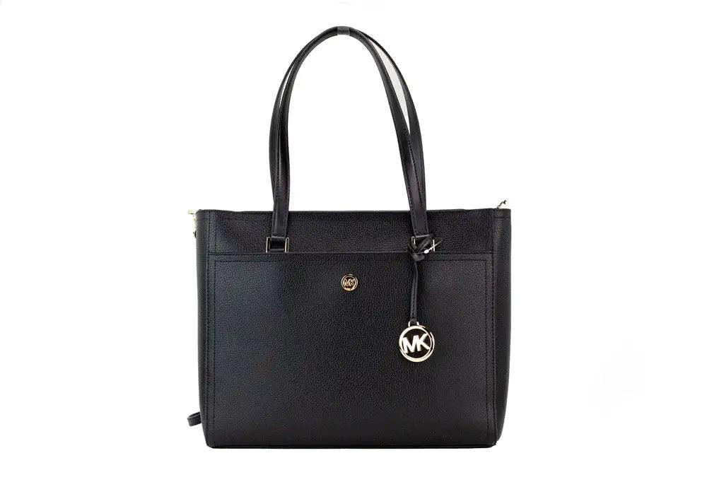 Michael Kors Maisie Large Black Pebbled Leather 3-in-1 Multifunctional Crossbody Clutch Tote Bag - Evallys.com # #