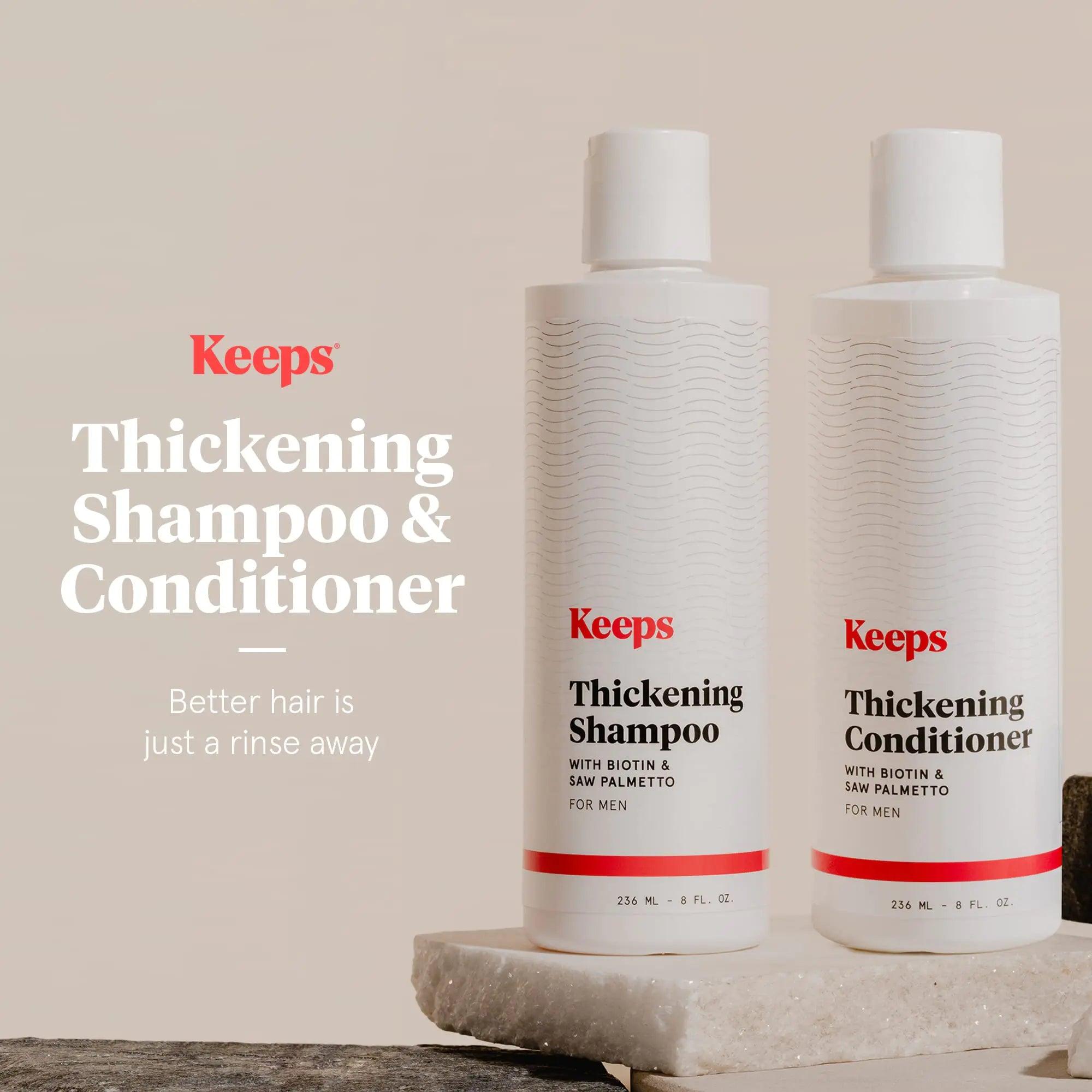 Keeps Hair Growth Shampoo and Conditioner Set - Treatment for Thinning Hair and Hair Regrowth - Men's Hair Products Infused with Biotin, Caffeine, & Saw Palmetto Shampoo & Conditioner Set - Evallys.com # #