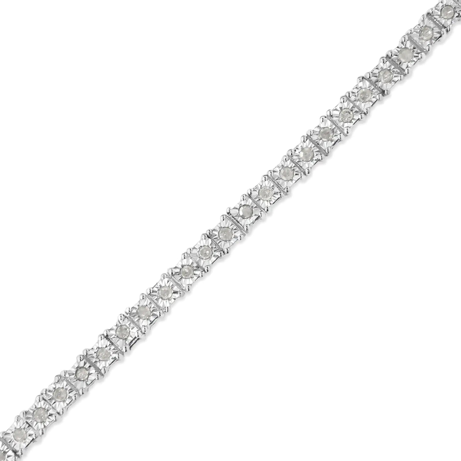 .925 Sterling Silver 1.0 Cttw Diamond Square Frame Miracle-Set Tennis Bracelet (I-J Color, I3 Clarity) - 8