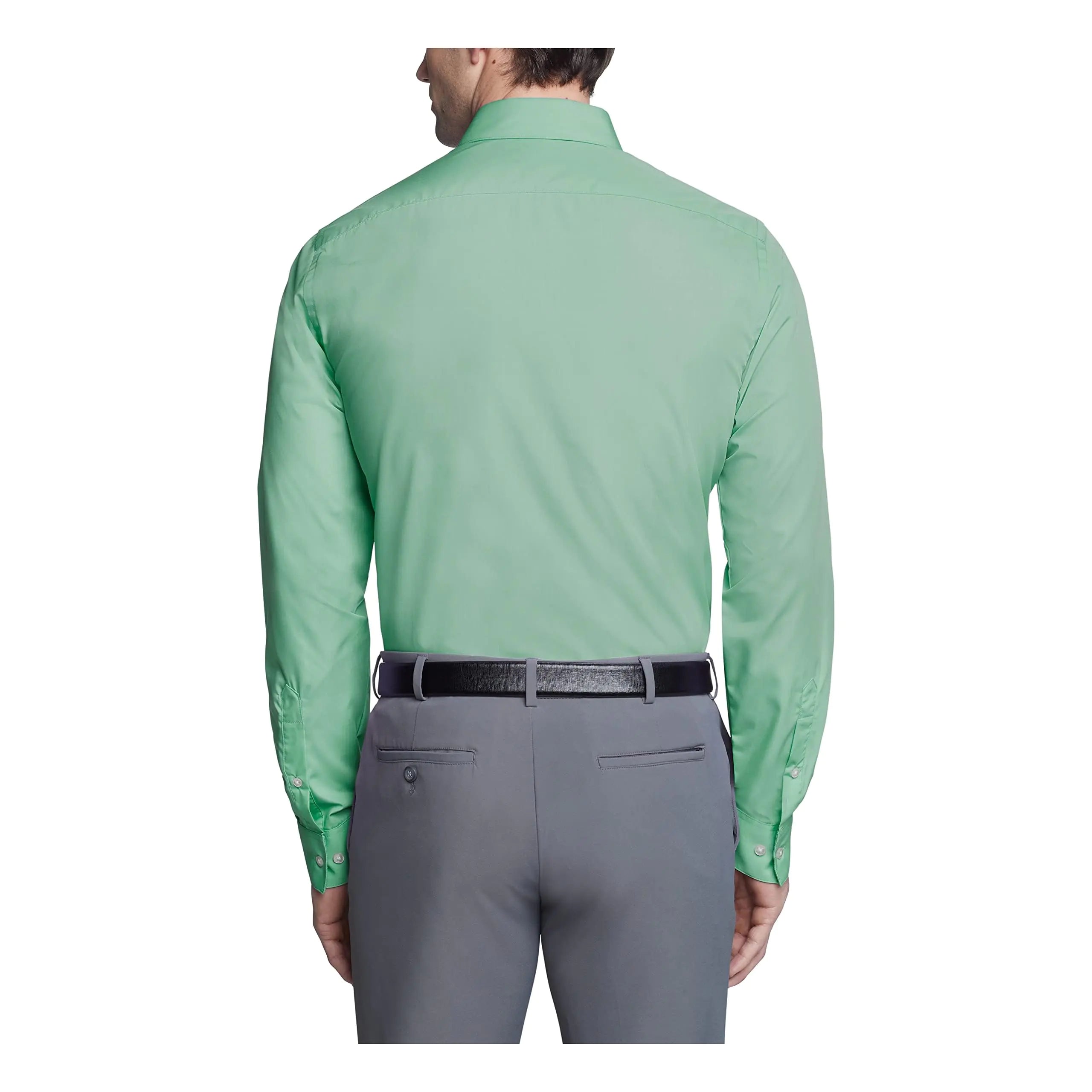 Van Heusen Men's Dress Shirt Fitted Poplin Solid 18" Neck 36"-37" Sleeve Leaf - Evallys.com # #