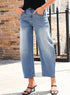 Sidefeel Women's Barrel Jeans Wide Leg Vintage Mid Rise Y2k Baggy Boyfriend Ankle Denim Pants 18 Deep Blue - Evallys.com # #