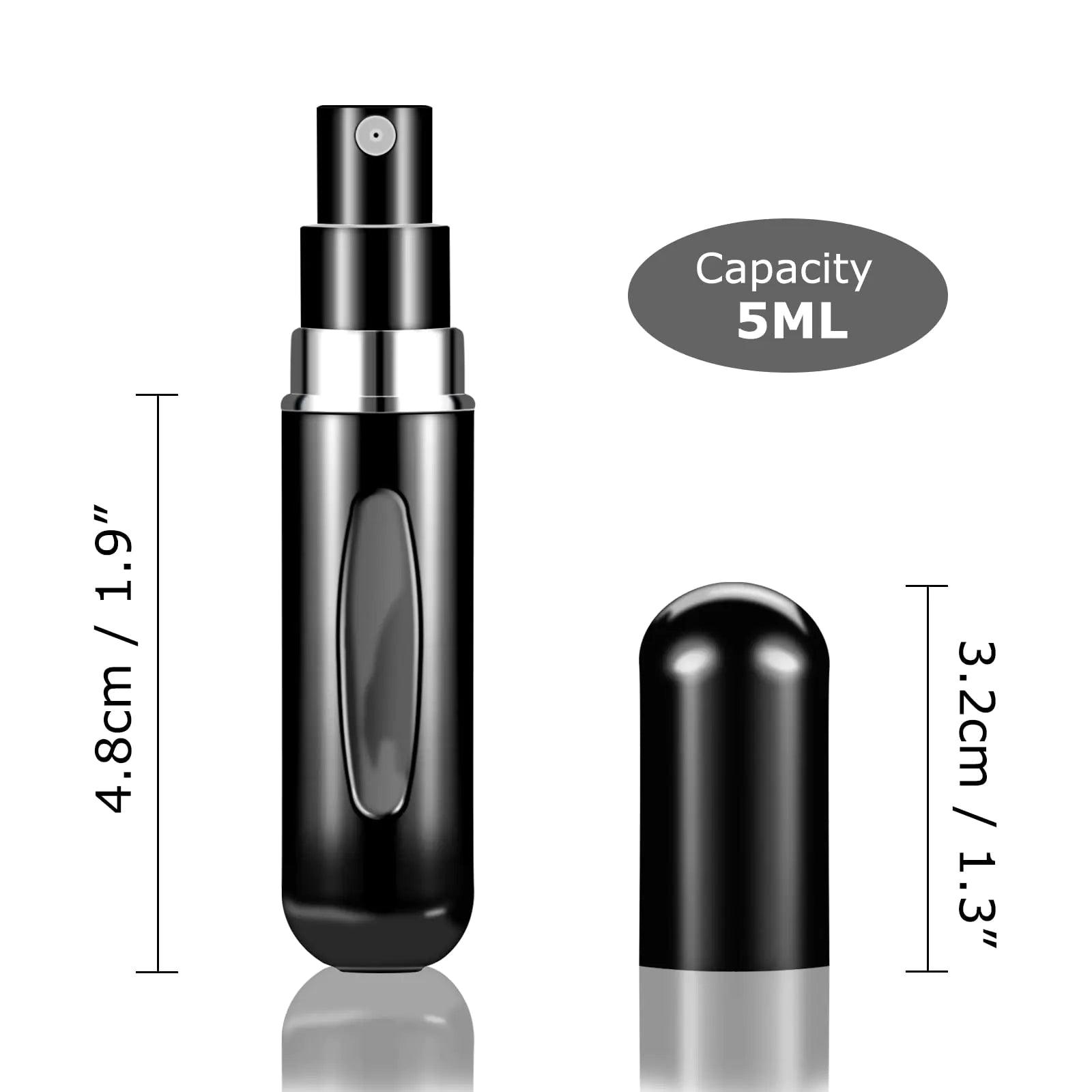 4Pcs Refillable Perfume Atomizer Bottles，Portable Mini Separate Perfume Bottle，Travel and Outings Spray Boxes Dispensers 5ml/0.2oz(Black) 4pcsBlack - Evallys.com # #