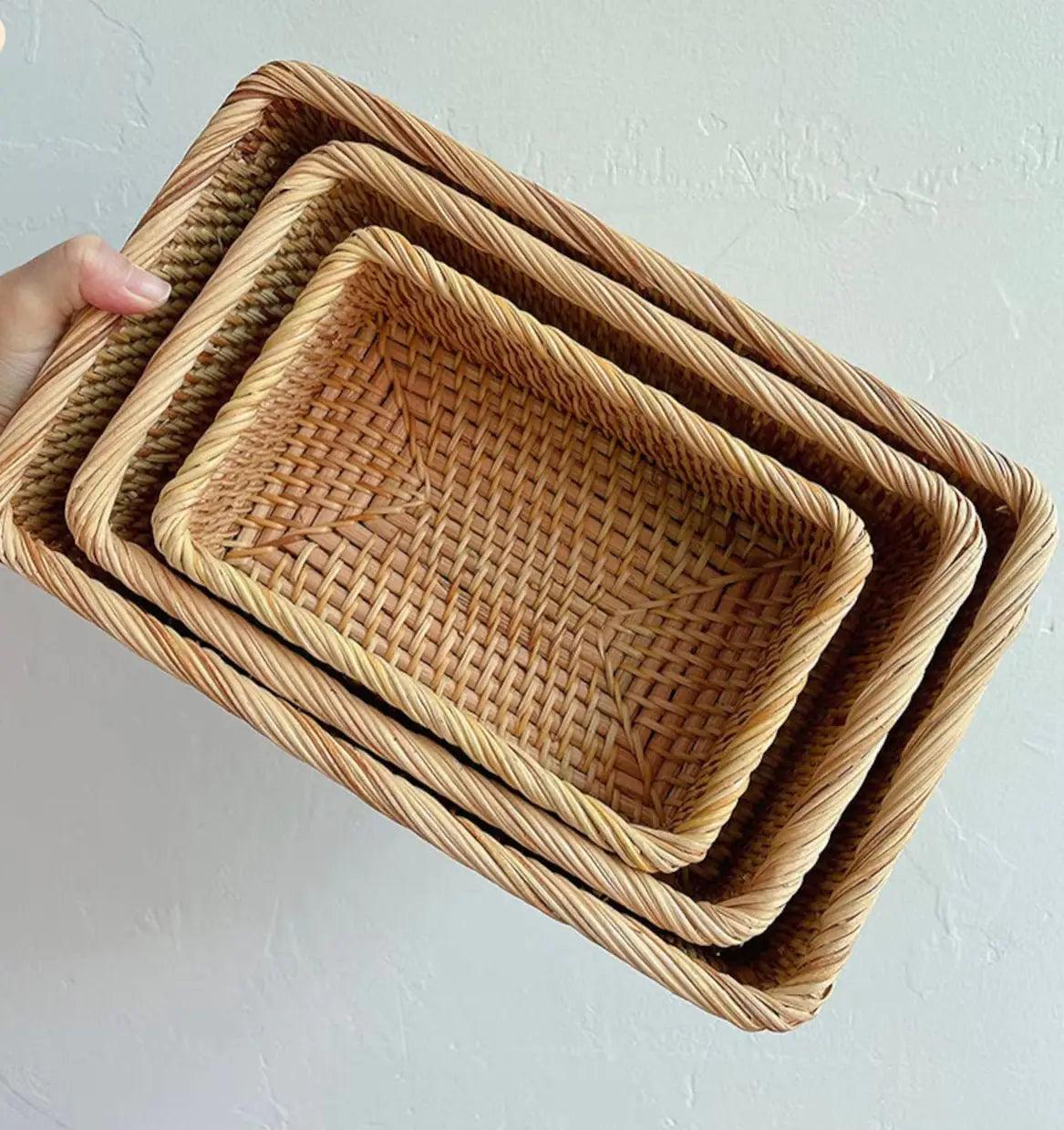 Handmade Rattan Tray Basket - Evallys.com # #