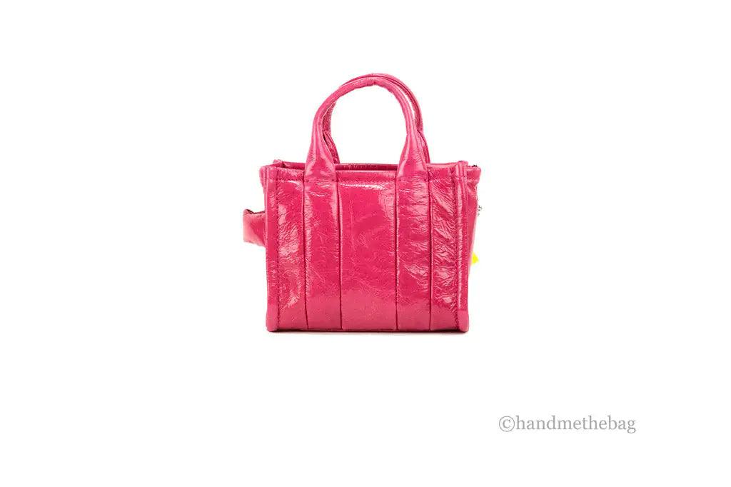 Marc Jacobs The Shiny Crinkle Micro Magenta Leather Tote - Evallys.com # #