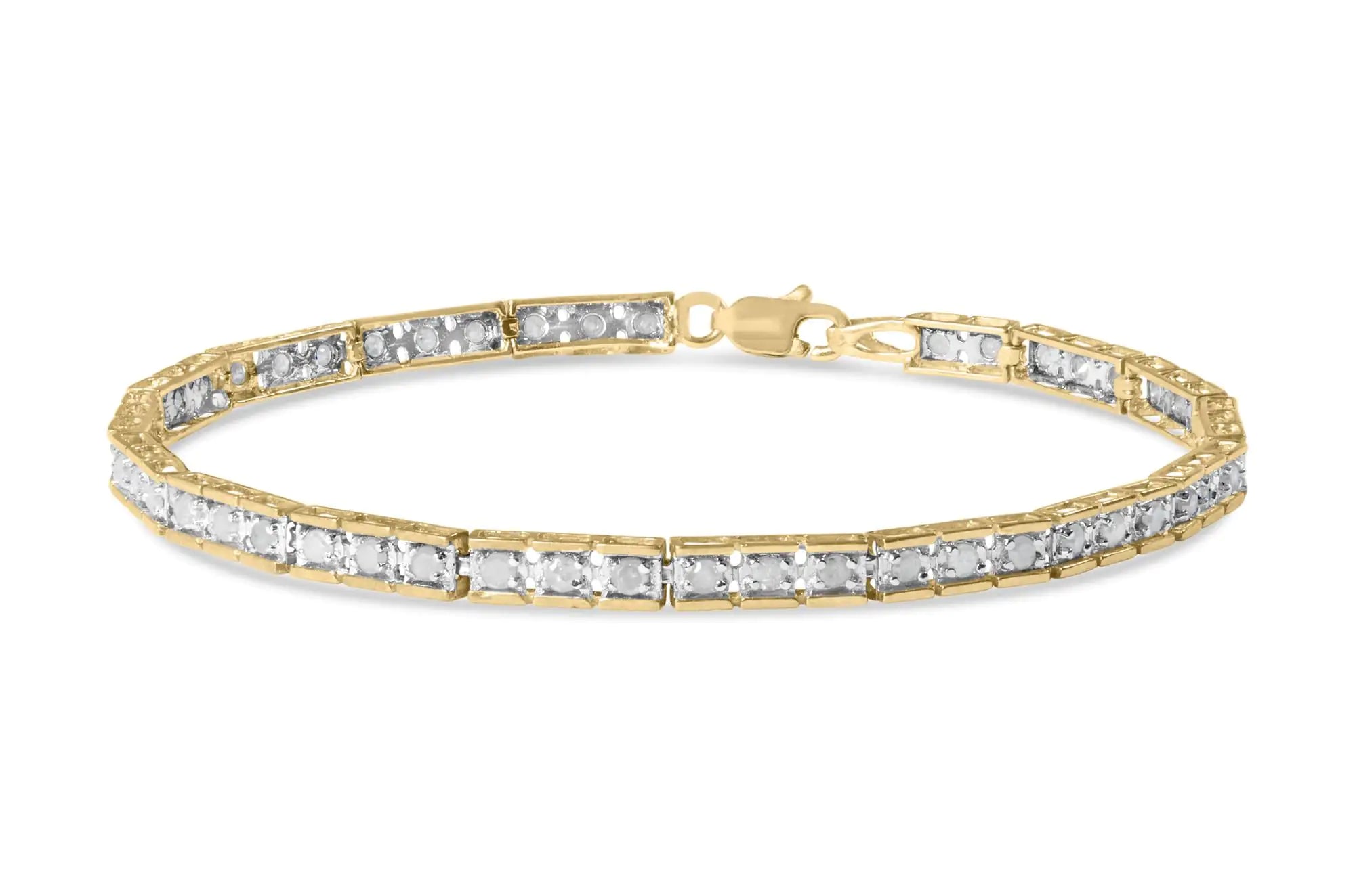 10K Yellow Gold 1.00 Cttw Diamond Channel Set Style 7" Tennis Bracelet (H-I Color, I1-I2 Clarity) - Evallys.com # #