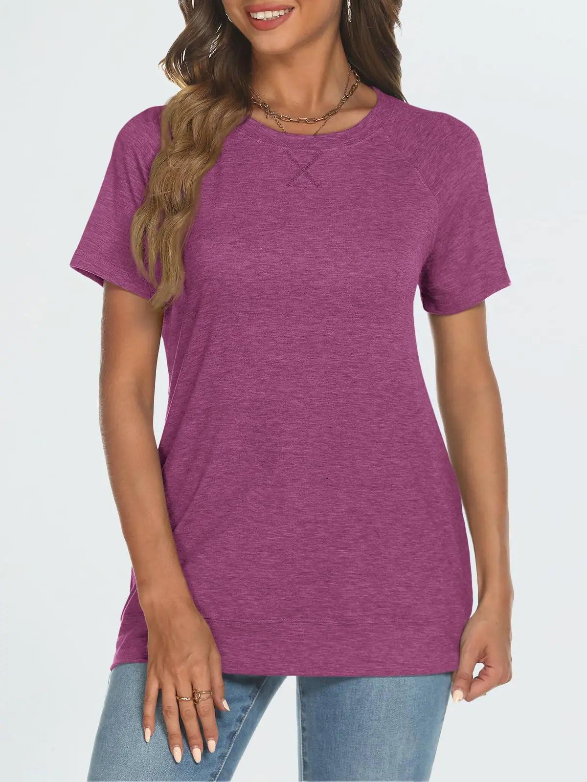 AUTOMET T Shirts Short Sleeve Crewneck Tees for Women Trendy Lightweight Soft Casual Summer Tops Clothes 2024 XX-Large Purple - Evallys.com # #