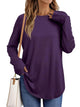 AUTOMET Womens Long Sleeve Shirts Crew Neck Casual Tshirts Fall Fashion Tops Loose Fit Lightweight Y2k Outfits Clothes Purple Small - Evallys.com