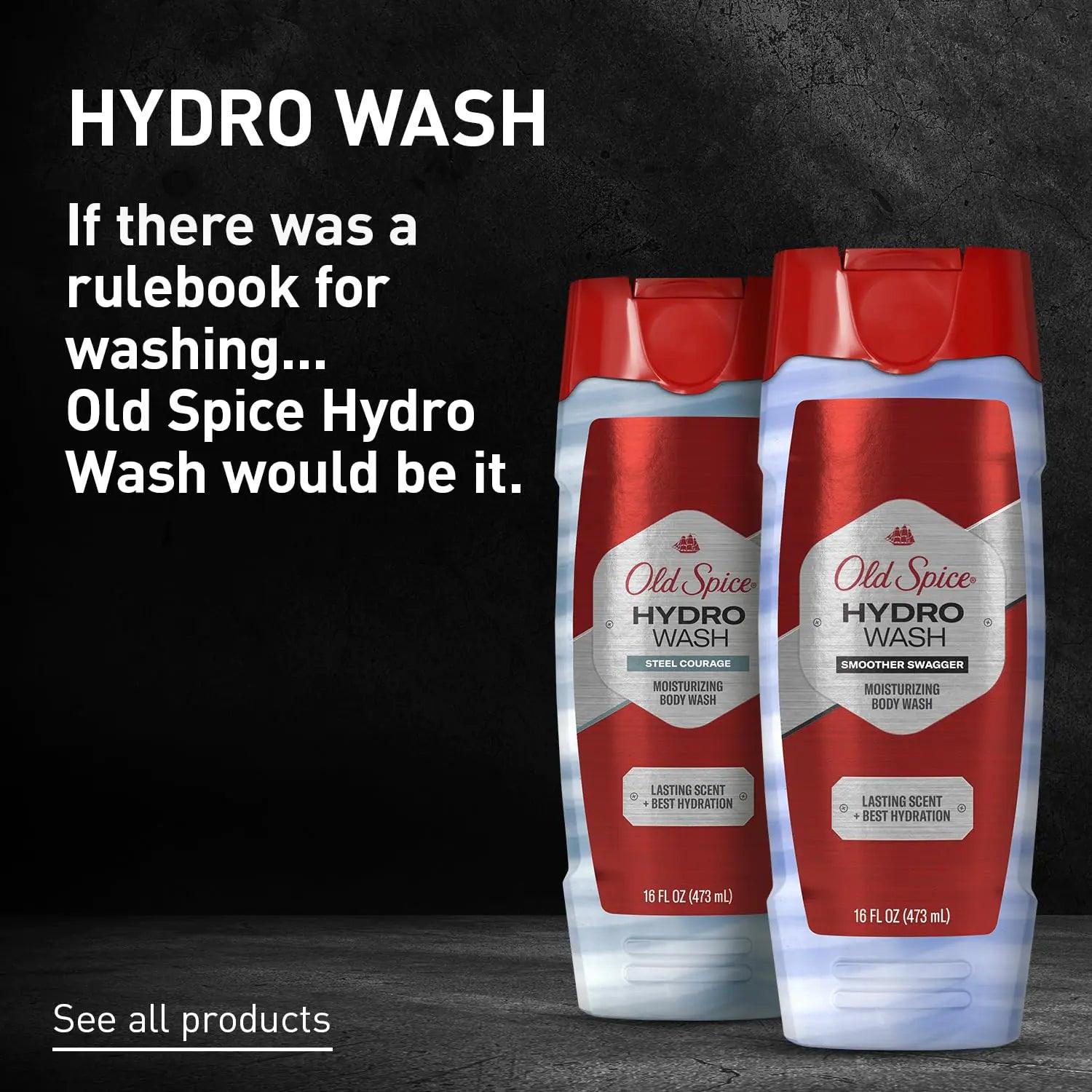 Old Spice Hydro Body Wash for Men, 2 in 1 Lasting Scent + Hydration, Hardest Working Collection, Smoother Swagger Scent, 16 Ounce (Pack of 4) - Evallys.com # #