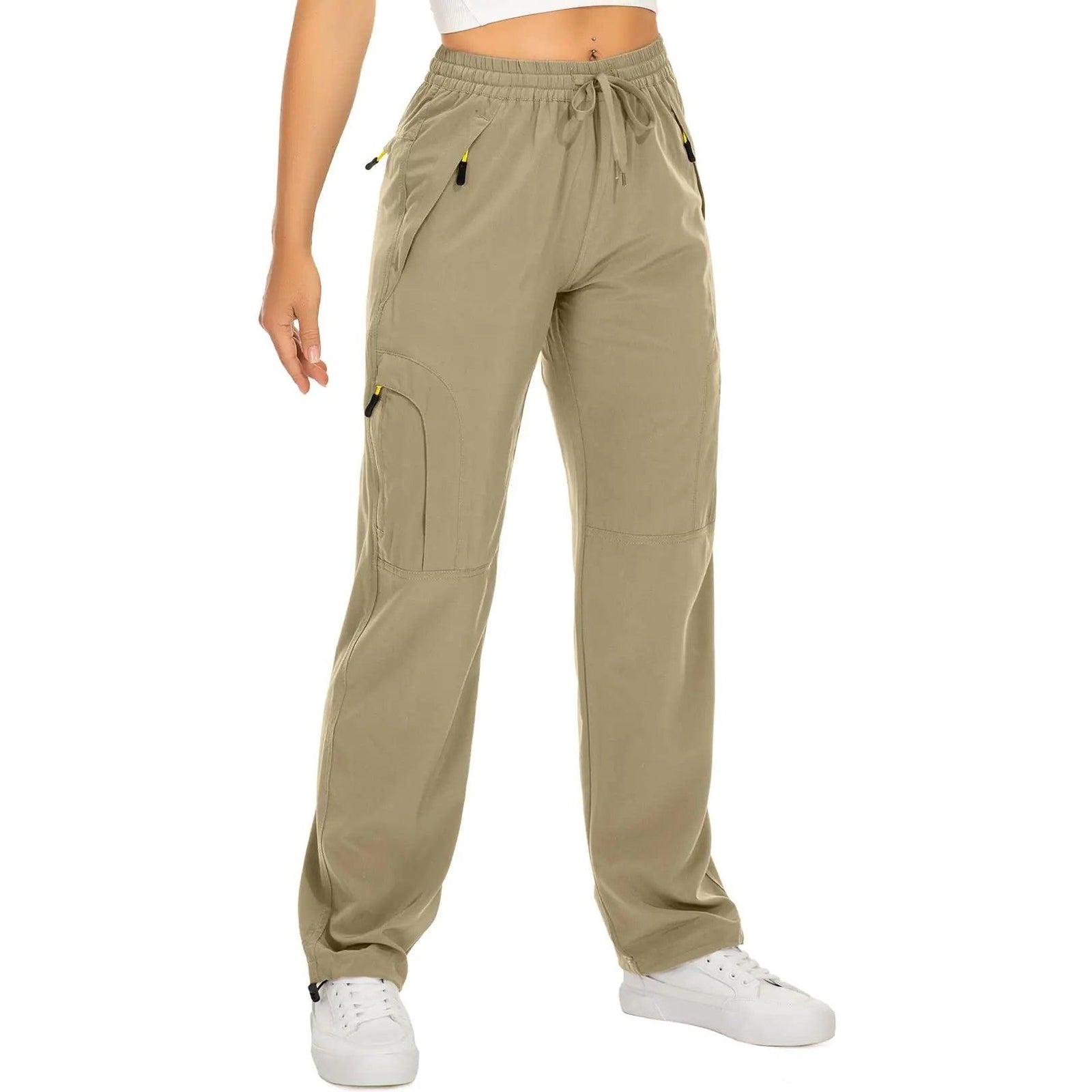 Womens Hiking Pants Quick Dry UPF 50 Travel Golf Pants lightweight Camping Work Cargo Pants Zipper Pockets Khaki Small - Evallys.com # #