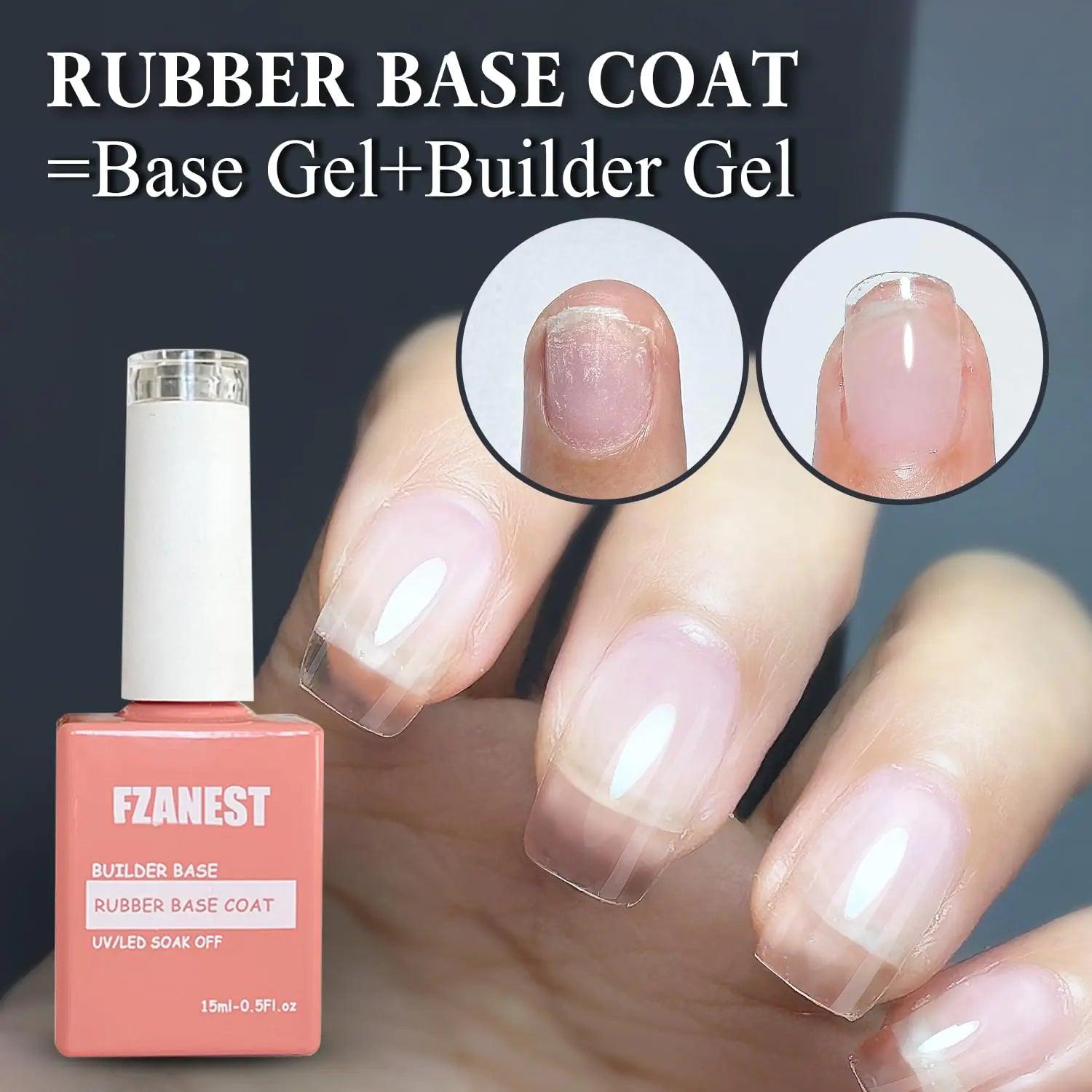 FZANEST Natural Nude Builder Gel For Nails,15ml Builder Base Jelly Color Gel Nail Polish In A Bottle,Rubber Base Coat Gel Polish,Brush On Builder Extension Gel Soak Off French Manicure Cover Nude - Evallys.com # #