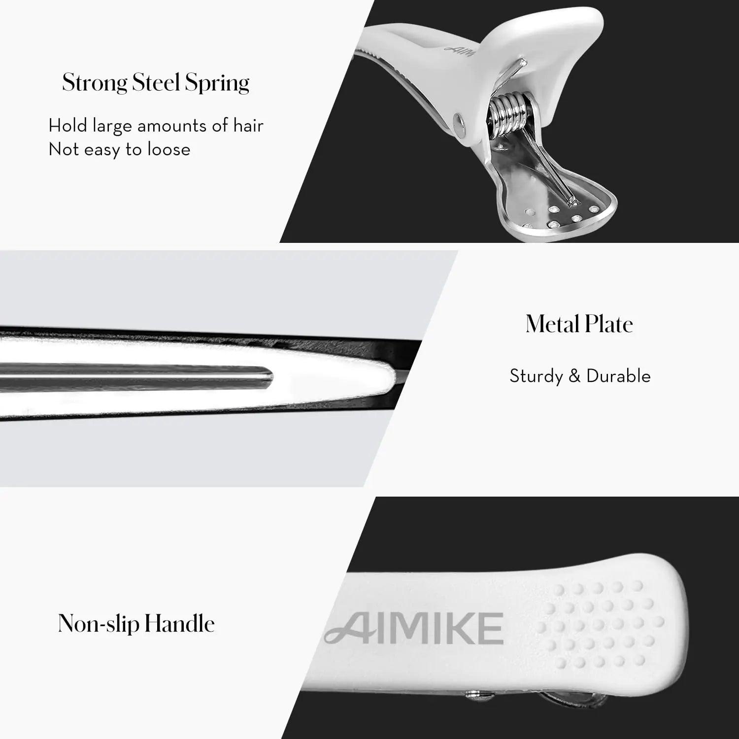 AIMIKE Hair Clips for Styling and Sectioning - 6 Pack Non-Slip Clips with Silicone Band, No-Trace Design for Thick and Thin Hair 6 Hair Clips - Evallys.com # #