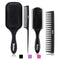 4Pcs Paddle Hair Brush, Detangling Brush and Hair Comb Set for Men and Women, Great On Wet or Dry Hair, No More Tangle Hairbrush for Long Thick Thin Curly Natural Hair Black - Evallys.com # #