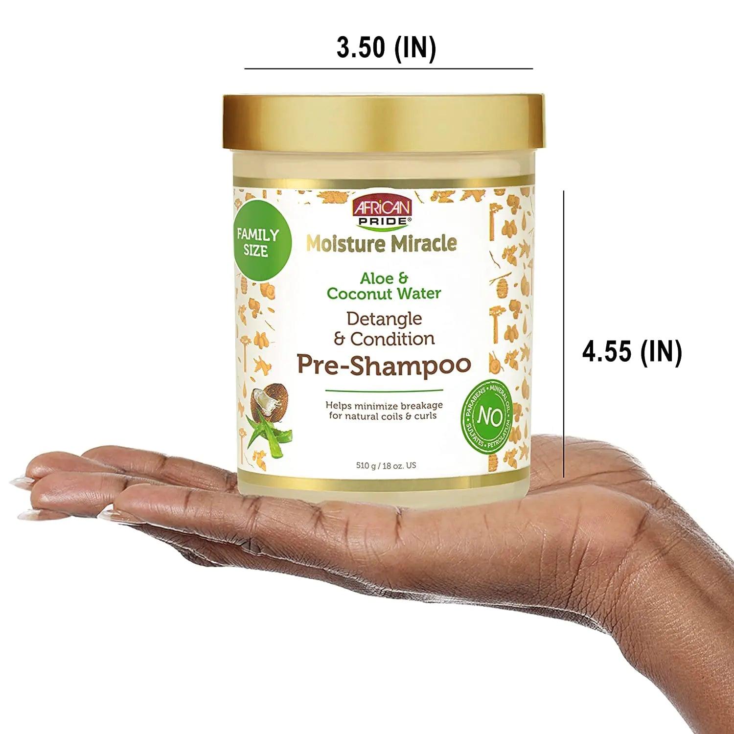 African Pride Moisture Miracle Aloe & Coconut Water Pre-Shampoo - Helps Minimize Hair Breakage for Natural Coils & Curls, Detangles & Conditions, 18 oz (Pack of 3) 18 Fl Oz (Pack of 3) - Evallys.com # #