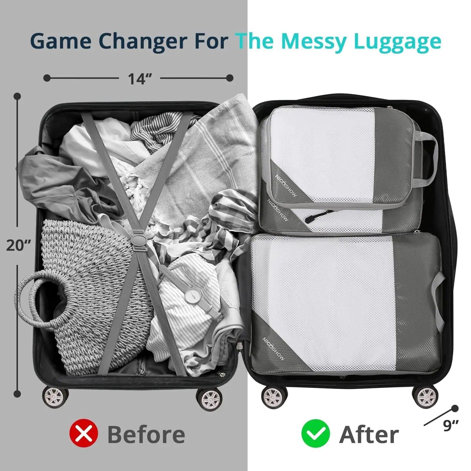 Compression Packing Cubes for Travel, Packing Cubes Compression Travel Essentials, Compressible Packing Cubes Travel Organizers for Carry-on Luggage Suitcase Grey 3pcs - Evallys.com # #