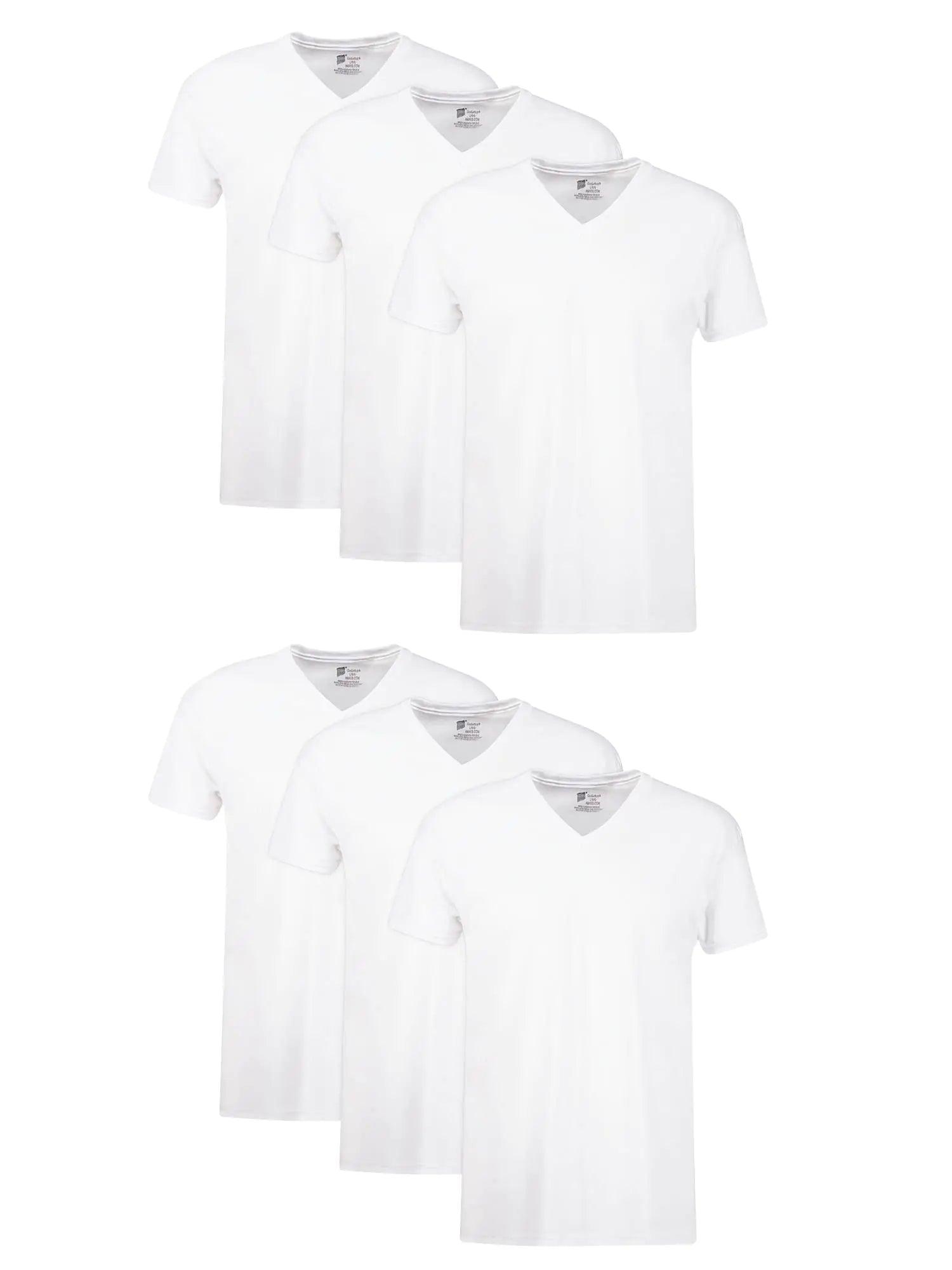 Hanes Men's 3-Pack Tagless Cotton V-Neck Undershirts X-Large White - 6 Pack - Evallys.com # #