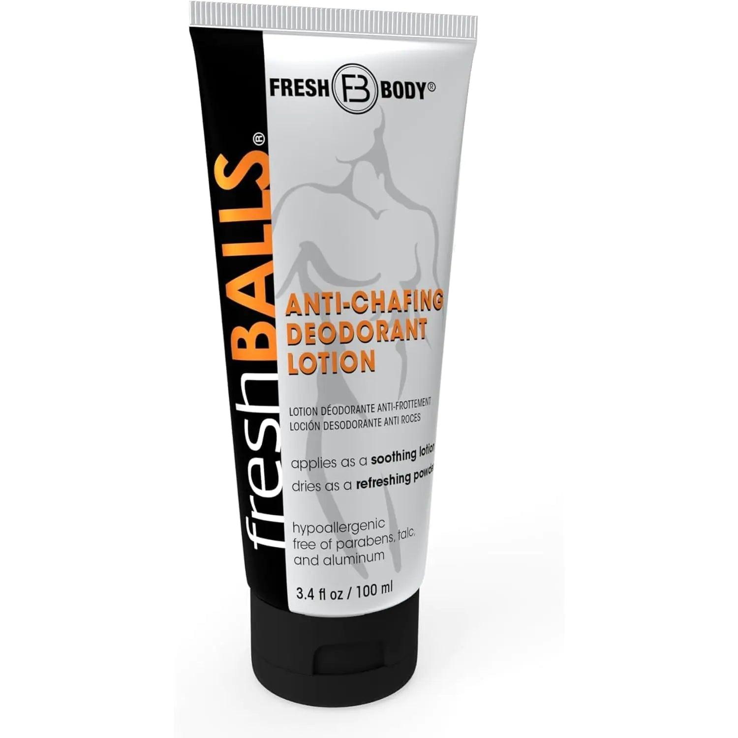 Fresh BALLS Lotion - Men's Anti-Chafing Soothing Cream to Powder - Ball Deodorant and Hygiene for Groin Area - The Original Anti Chafe Cream for Men, 3.4 fl oz 3.4 Fl Oz (Pack of 1) - Evallys.com # #