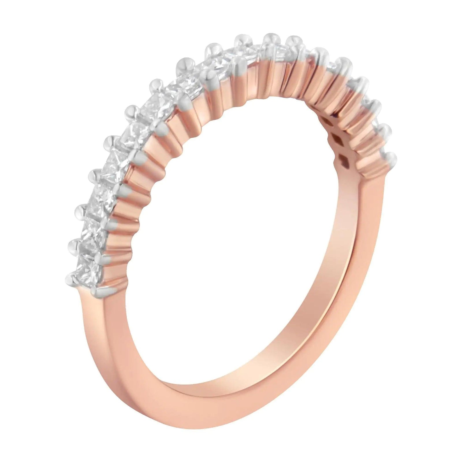 10K Rose Gold Flashed .925 Sterling Silver Diamond Band Ring (1/2 Cttw, J-K Color, I1-I2 Clarity) - Evallys.com # #