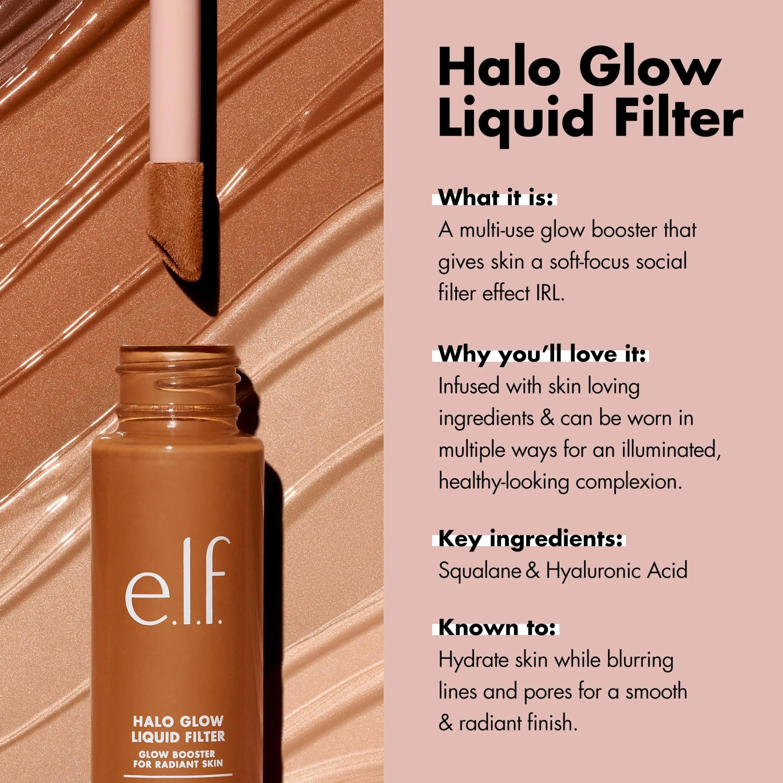 e.l.f. Halo Glow Liquid Filter, Complexion Booster For A Glowing, Soft-Focus Look, Infused With Hyaluronic Acid, Vegan & Cruelty-Free, 8.5 Rich 1.06 Fl Oz (Pack of 1) - Evallys.com # #