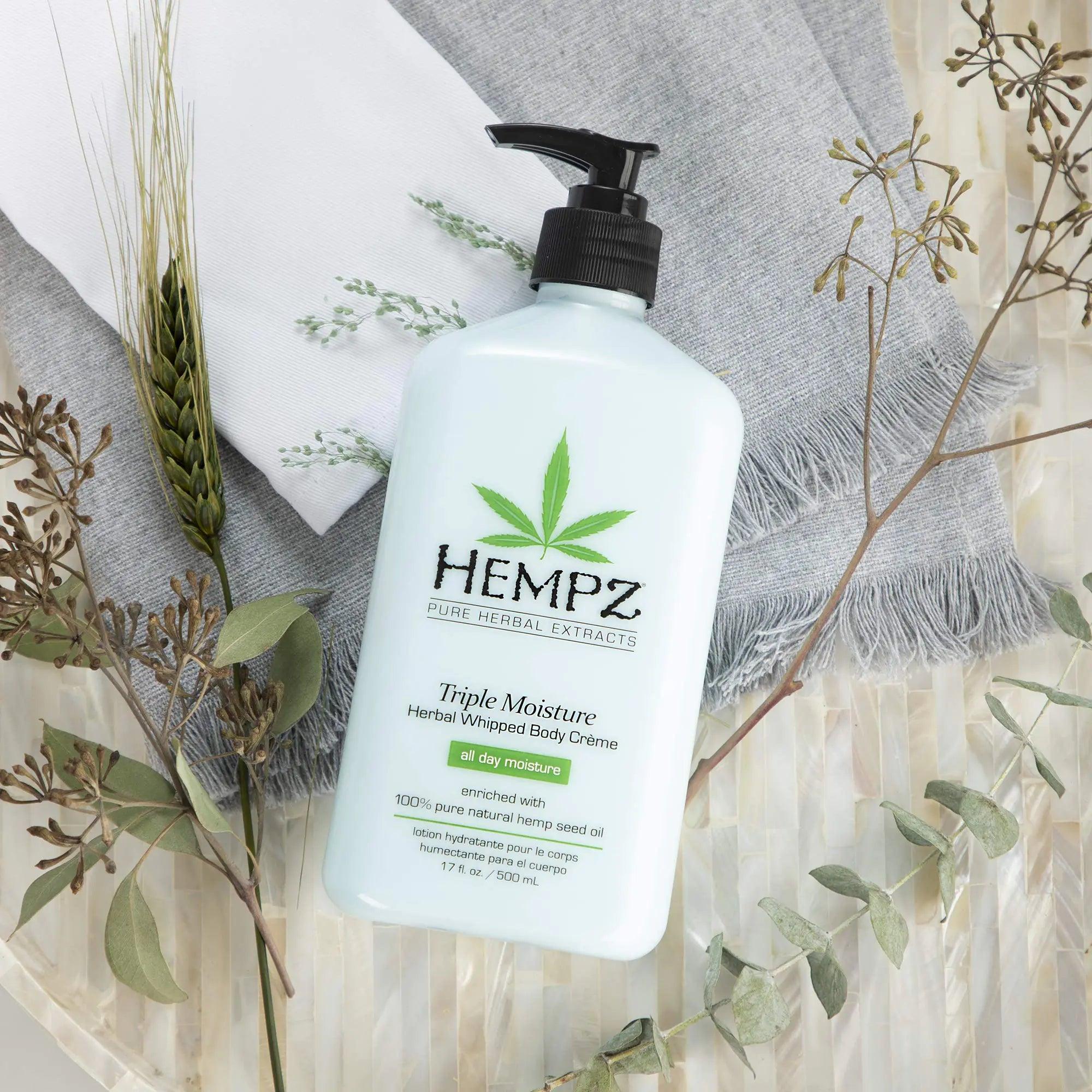 HEMPZ Triple Moisture Body Moisturizer, 17 Oz – Hydrating Lotion Rich with Minerals, Vitamin C, & Hempseed Oil to Nourish & Repair Extremely Dry or Sensitive Skin for Body 17 Fl Oz (Pack of 1) - Evallys.com # #