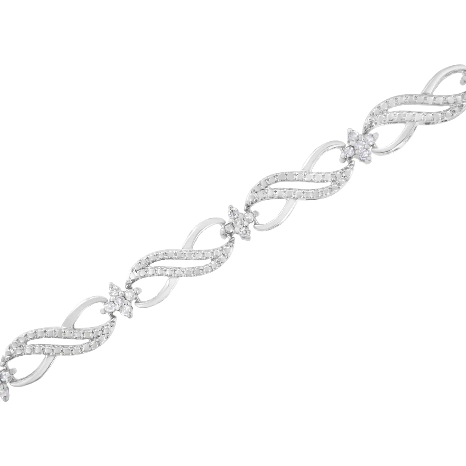 .925 Sterling Silver 1/2 cttw Prong Set Round-Cut Diamond Infinity Weave Link Bracelet (I-J Color, I2-I3 Clarity) - Size 7.25