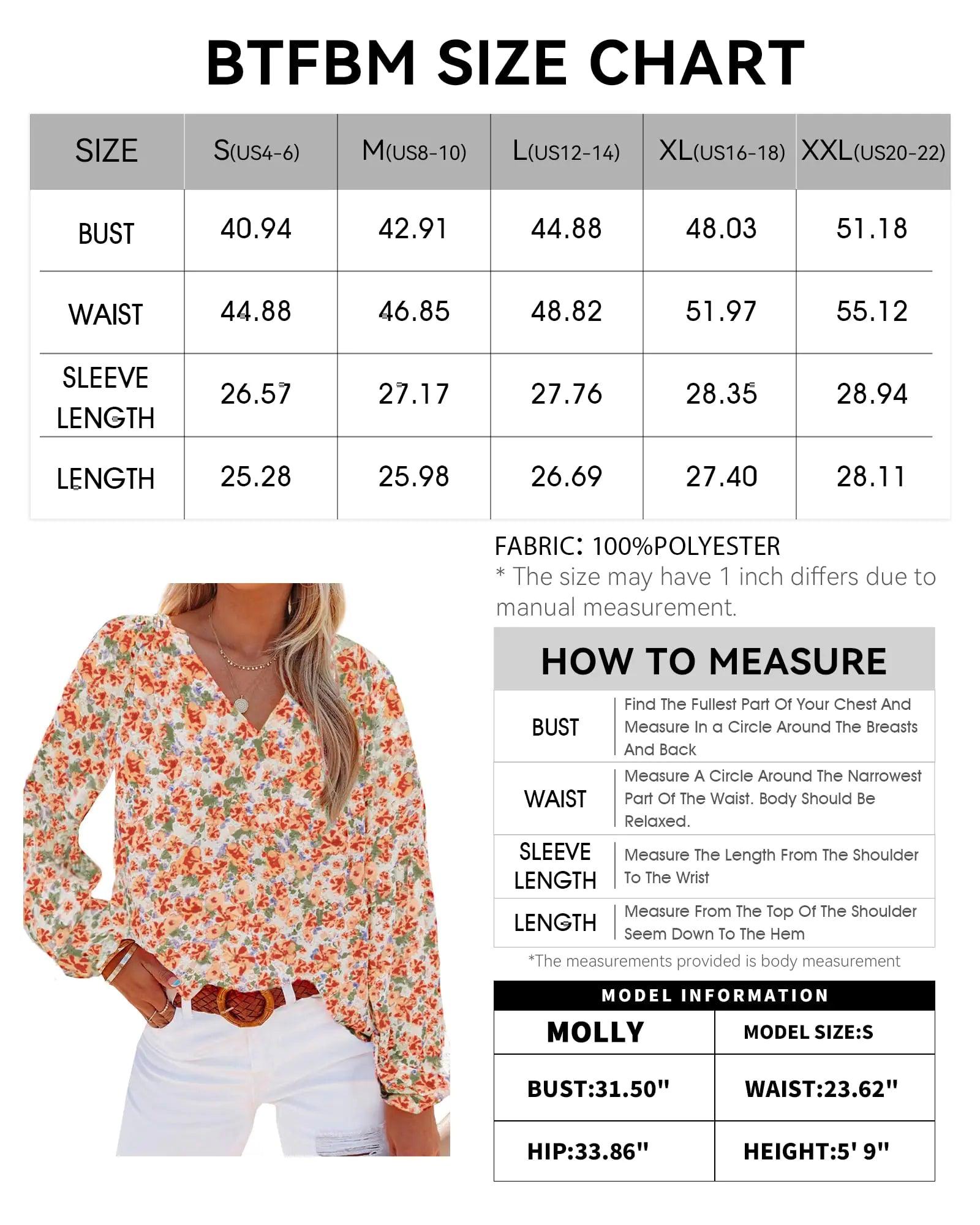 BTFBM Women Casual Boho Blouse Fashion Floral Shirts V Neck Long Puff Sleeve Lightweight Chiffon Summer Fall Tops 2024 Floral Orange Large - Evallys.com # #