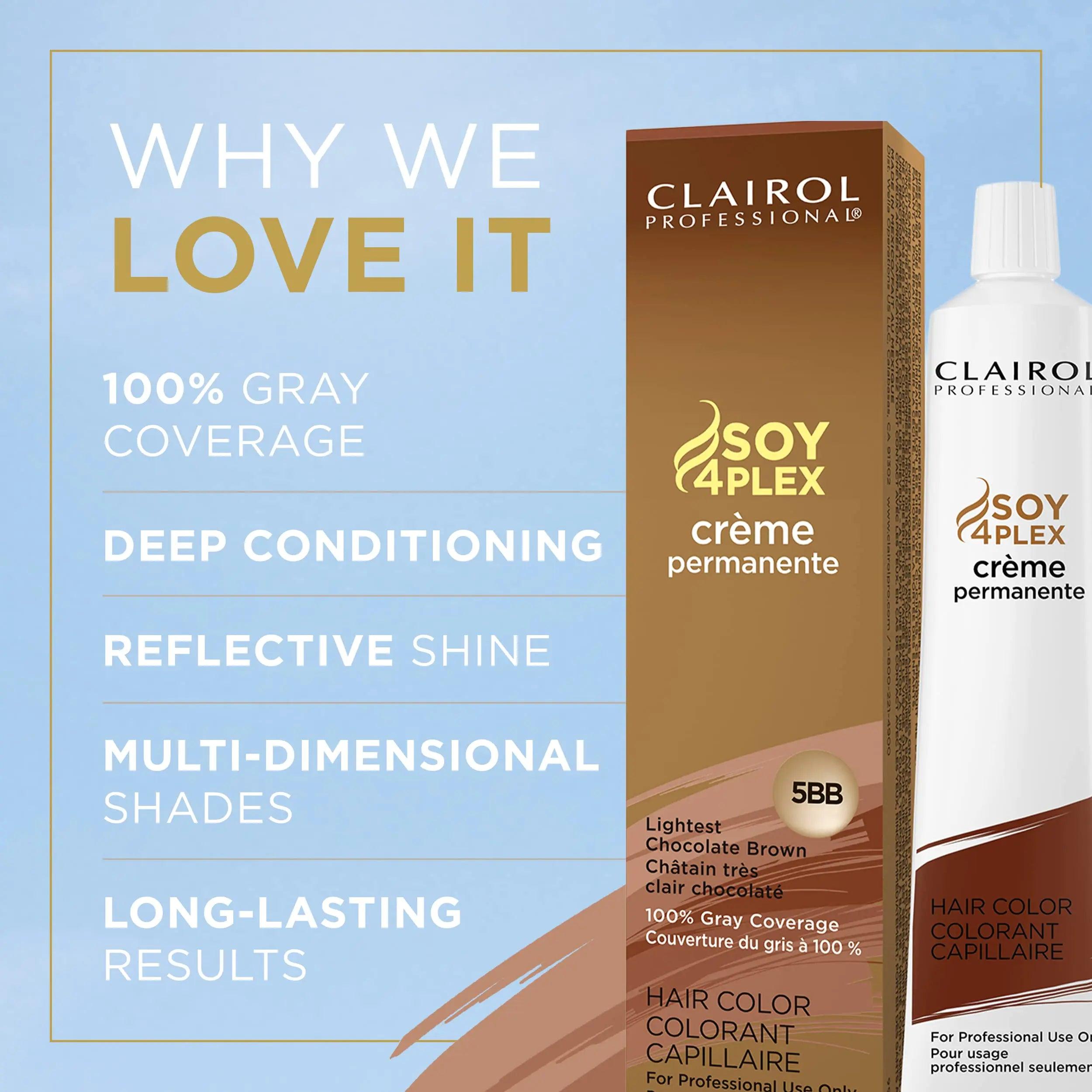 Clairol Professional Permanent Crème Hair Color, Dark Hair Dye for Fade Resistant Gray Coverage, 2 oz 5BB Lightest Chocolate Brown - Evallys.com # #