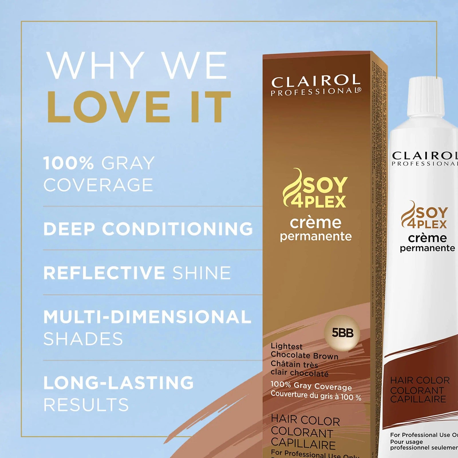 Clairol Professional Permanent Crème Hair Color, Dark Hair Dye for Fade Resistant Gray Coverage, 2 oz 5BB Lightest Chocolate Brown - Evallys.com # #