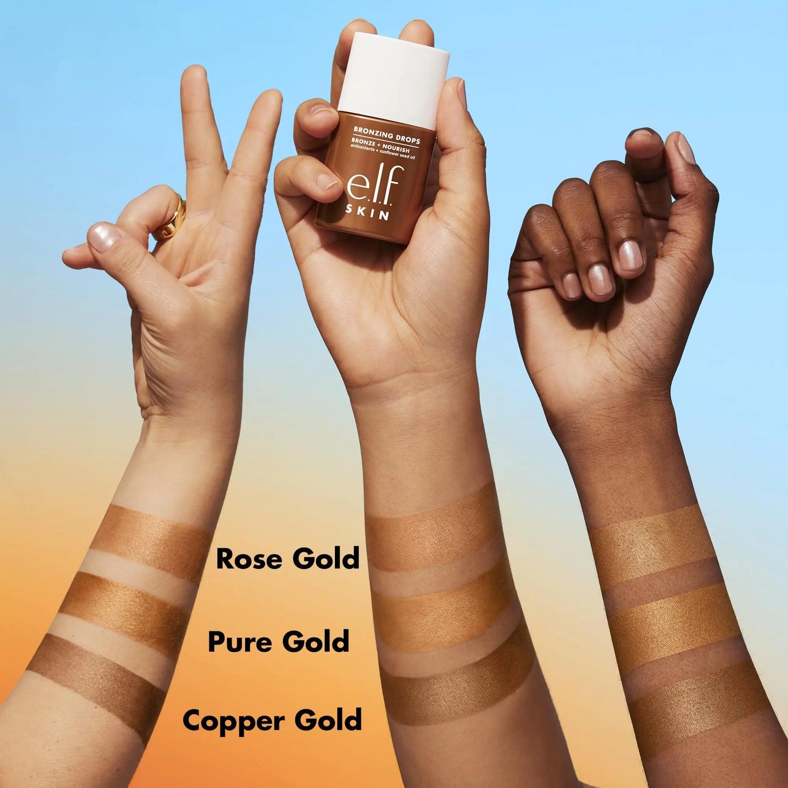 e.l.f. SKIN Bronzing Drops, Liquid Bronzer For Face & Skin, Creates A Sun-Kissed Glow, Infused With Vitamin E, Vegan & Cruelty-Free, Copper Gold - Evallys.com # #