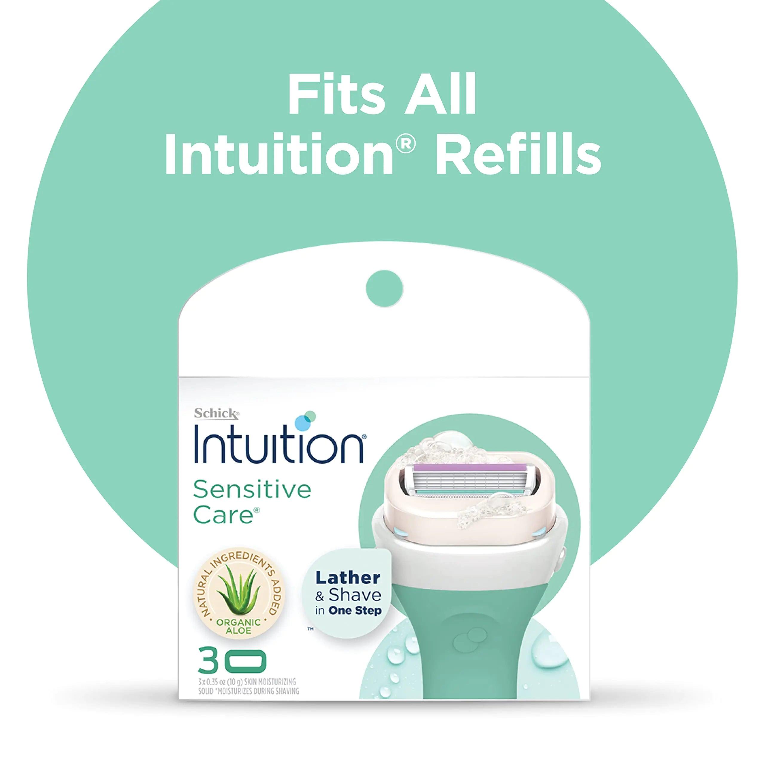 Schick Intuition Sleek Razors for Women with Sensitive Skin | 1 Razor & 3 Intuition Razor Blades Refill with Organic Aloe 1 Count (Pack of 1) - Evallys.com # #