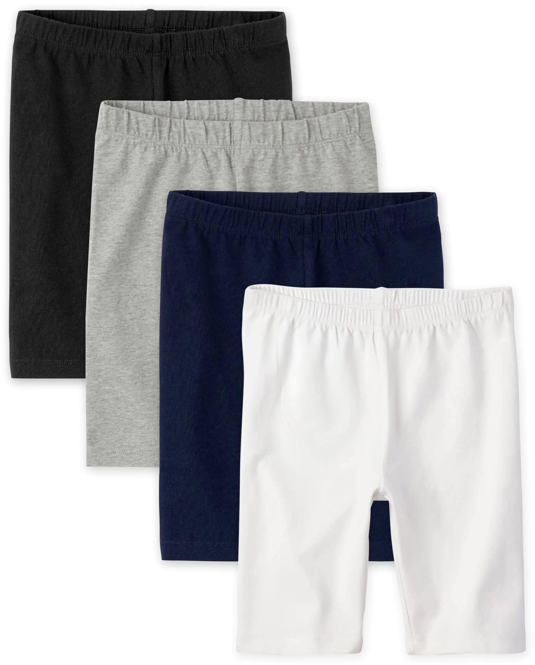 The Children's Place Girls' Solid Bike Shorts XX-Large Black/ H/T Grey/ Tidal/ White 4-pack - Evallys.com # #