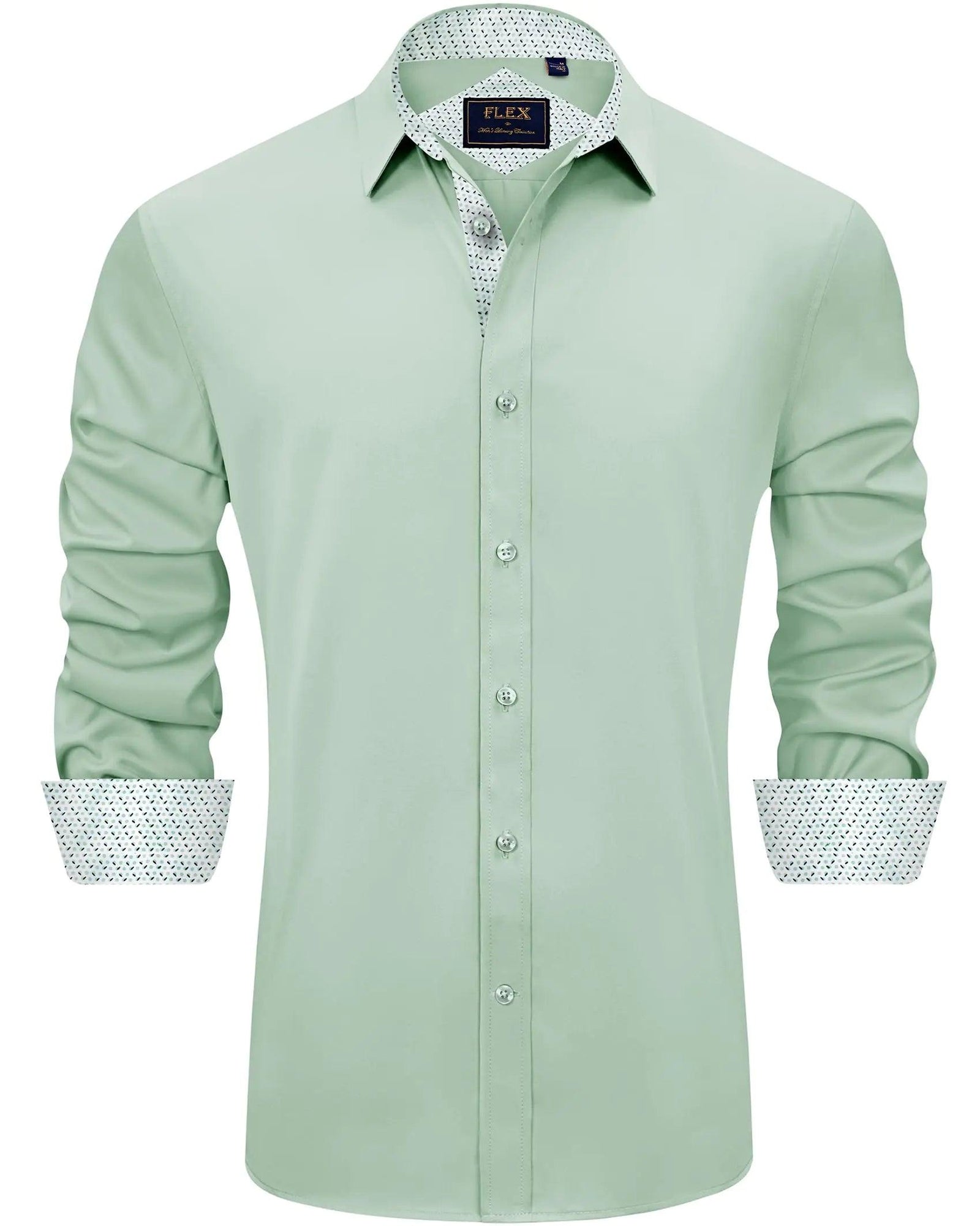 J.VER Men's Casual Long Sleeve Stretch Dress Shirt Wrinkle-Free Regular Fit Button Down Shirts Medium Sage Green - Evallys.com # #