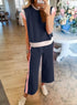 SHEWIN Women's 2 Piece Lounge Sets Casual Short Sleeve Pullover Tops Matching Wide Leg Pants Tracksuit Set XX-Large B Navy Blue - Evallys.com # #