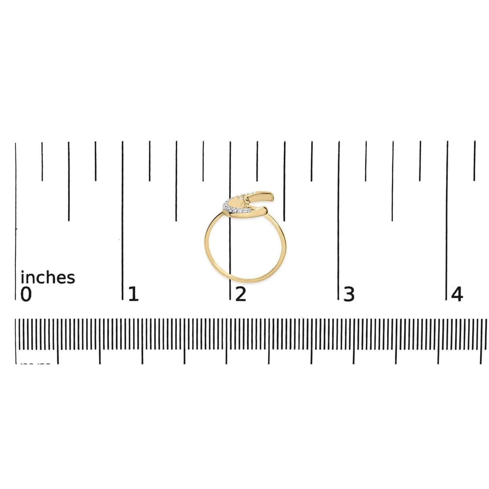 10K Yellow Gold 1/10 Cttw Diamond Crescent Moon Ring (I-J Color, I1-I2 Clarity) - Evallys.com # #