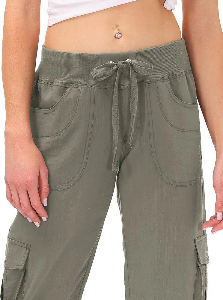 MoFiz Womens Capris with Pockets Loose Fit Casual Capri Pants Dressy Lightweight Ladies Baggy Cargo Pants for Hiking Grey Small - Evallys.com # #