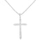 10K White Gold 3/8 cttw Diamond Cross Pendant Necklace (H-I, I2-I3) - Evallys.com # #