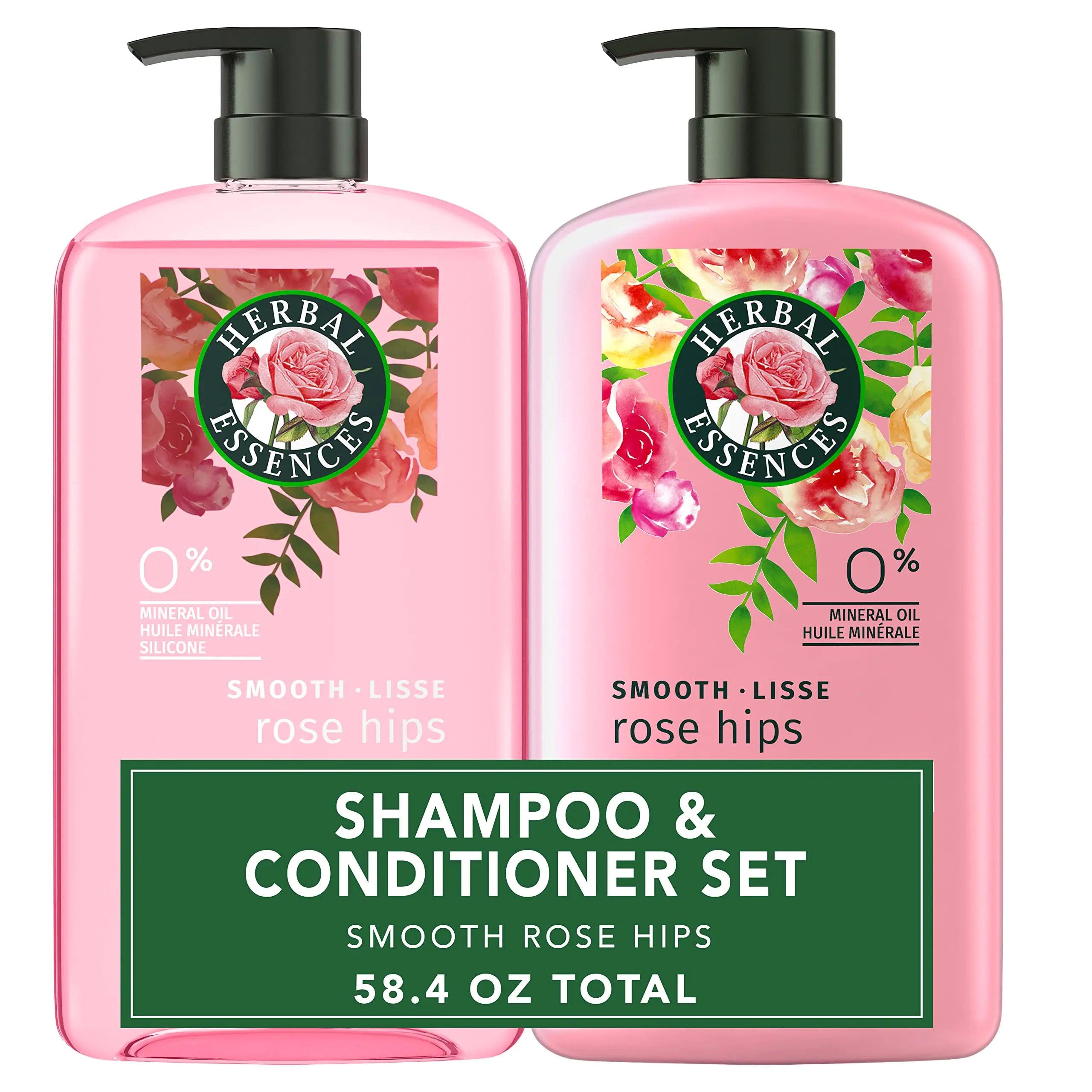 Herbal Essences Shampoo and Conditioner Set, Smooth Collection with Vitamin E, Rose Hips, Jojoba for Shiny Hair, Paraben-Free, Safe for Color-Treated Hair, 29.2 Fl Oz Each, 2 Pack - Evallys.com # #